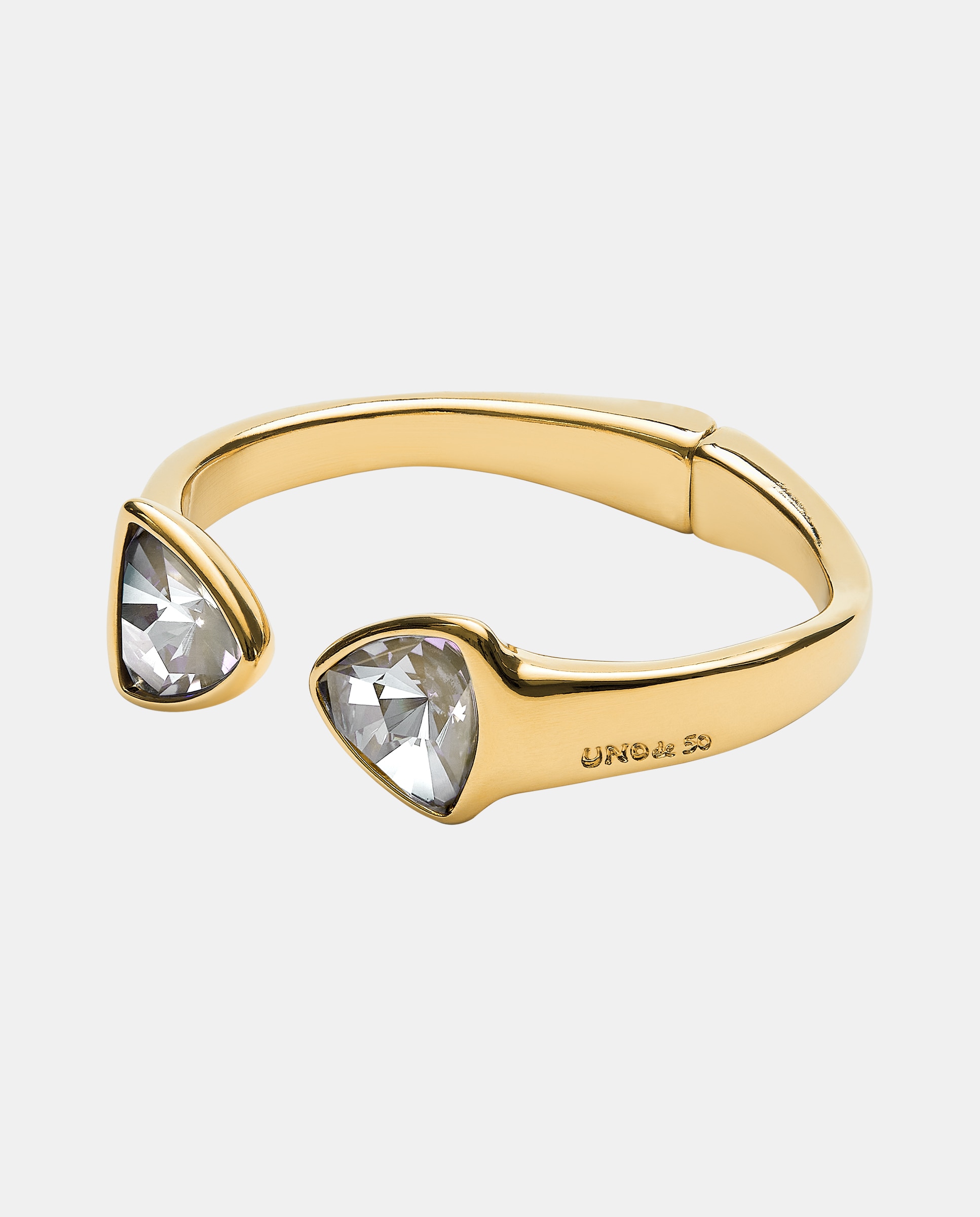 Pulseira Grossa Banhada a Ouro 18k com Dois Cristais Facetados Multicolor Ouro-3