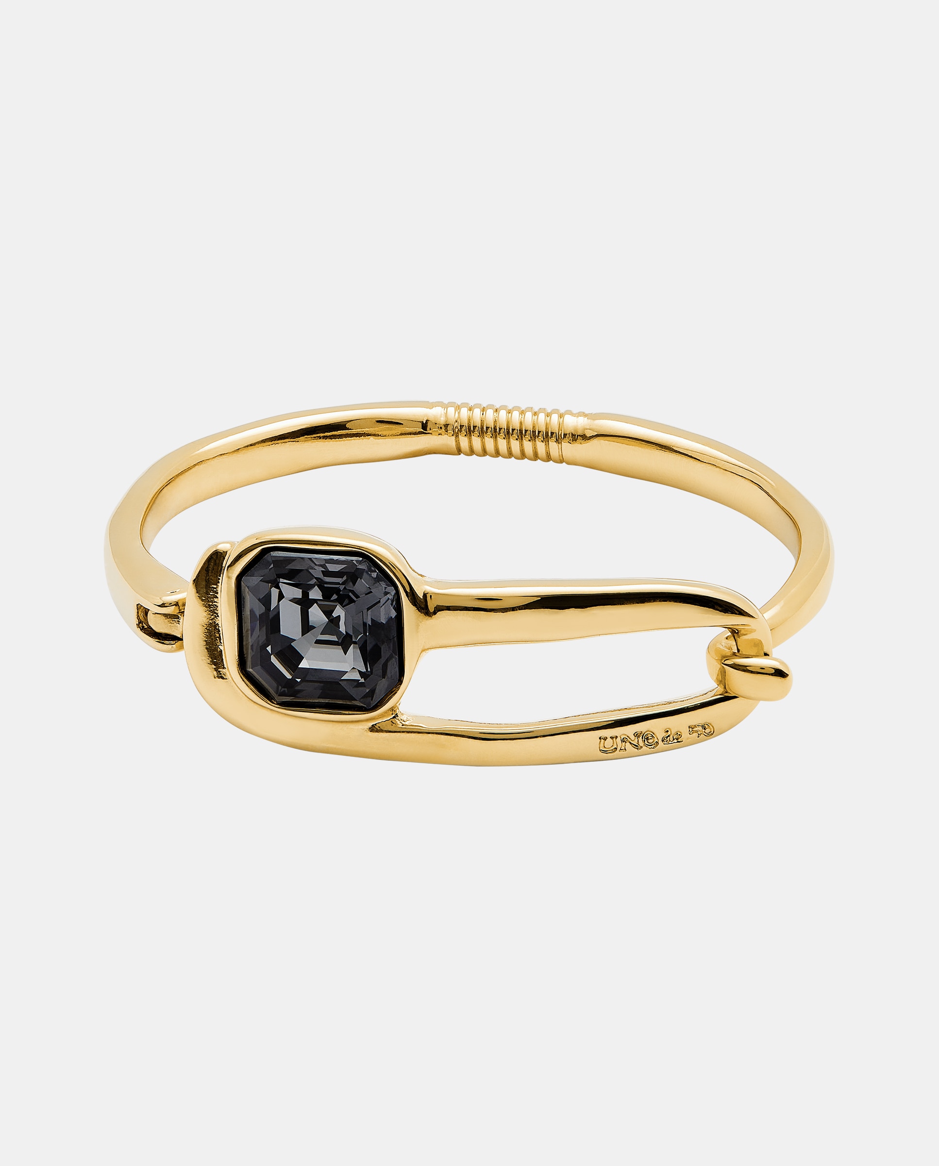 Pulseira Rígida Banhada a Ouro 18k com Cristal Facetado em Preto Ouro-1