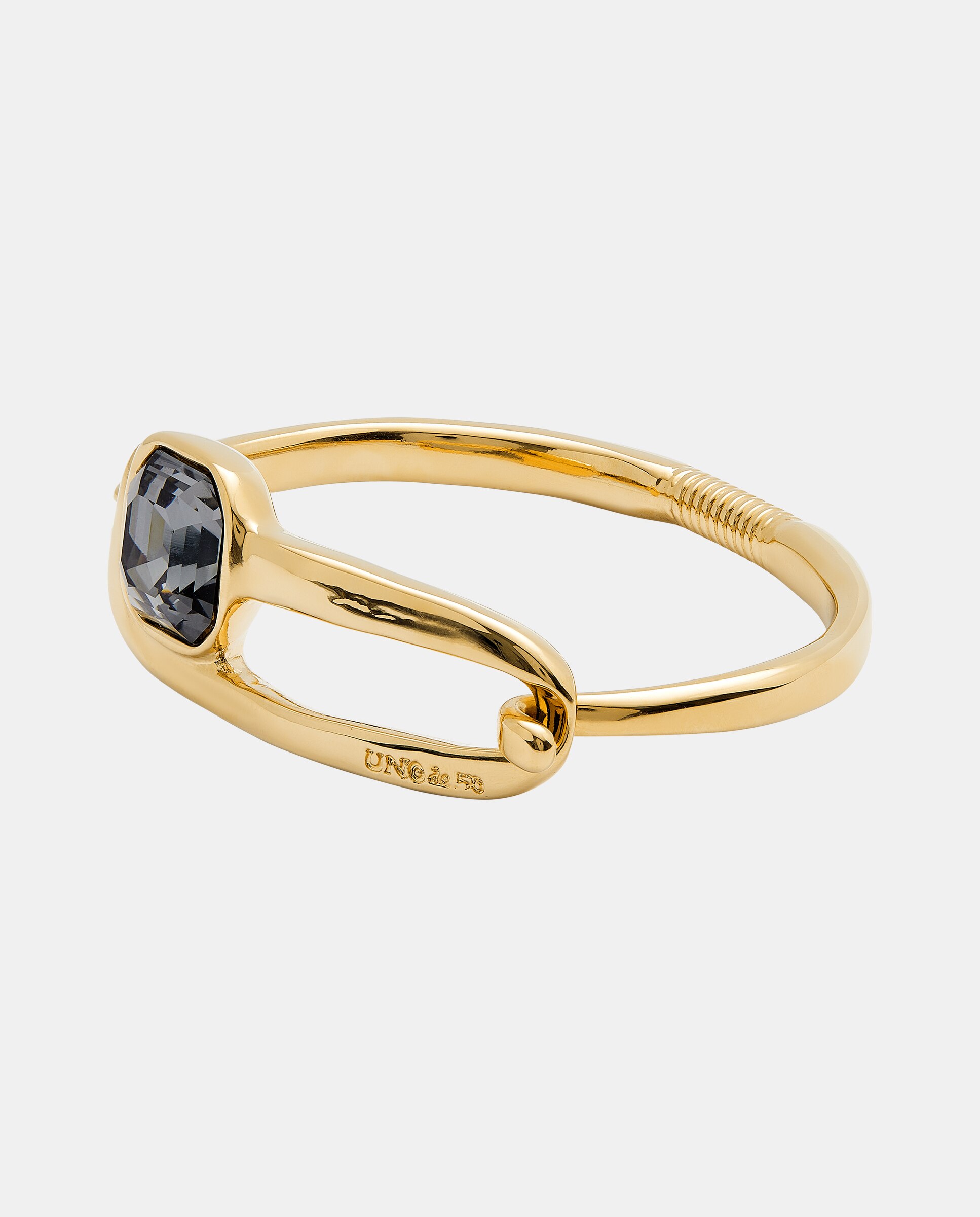 Pulseira Rígida Banhada a Ouro 18k com Cristal Facetado em Preto Ouro-3