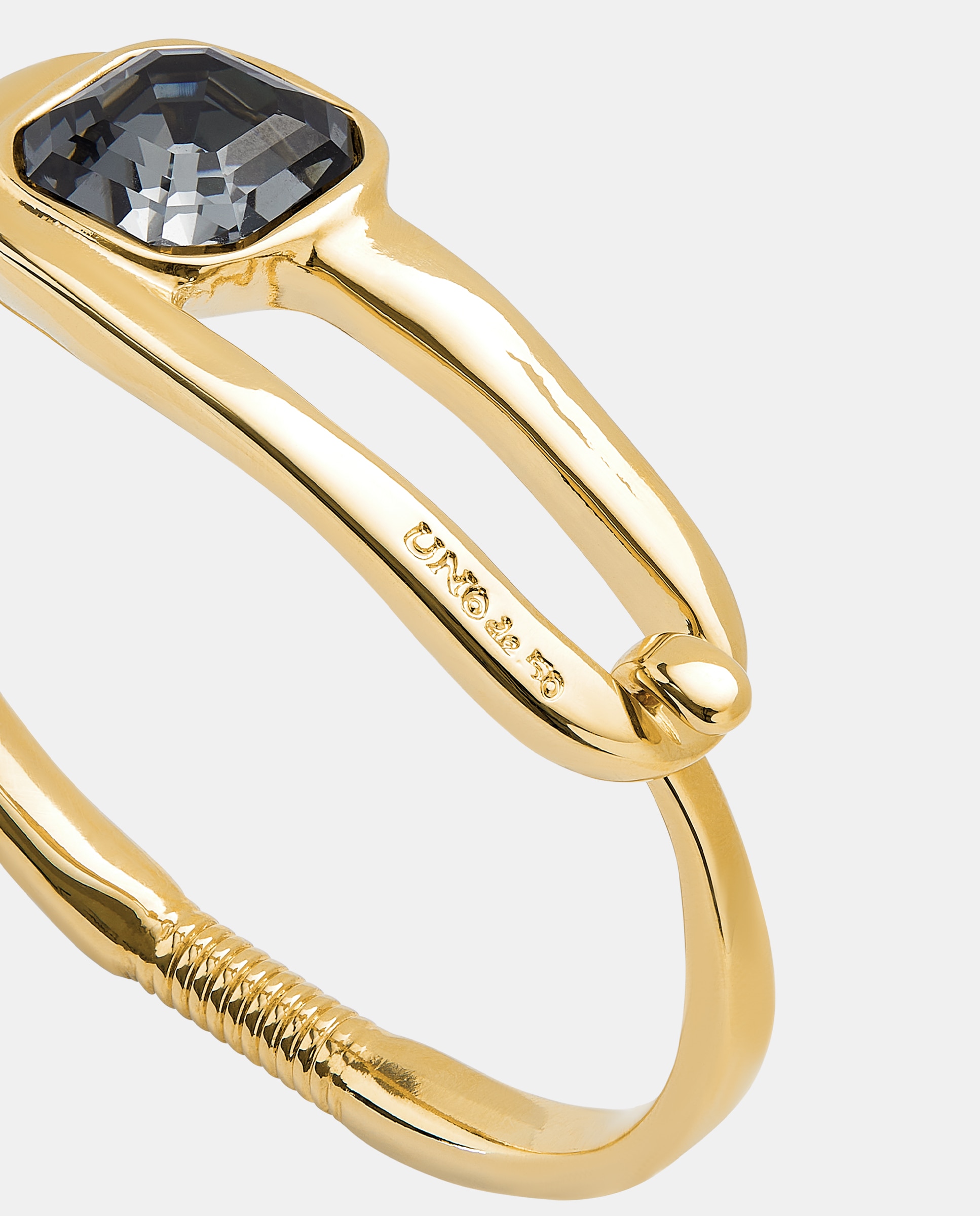 Pulseira Rígida Banhada a Ouro 18k com Cristal Facetado em Preto Ouro-4