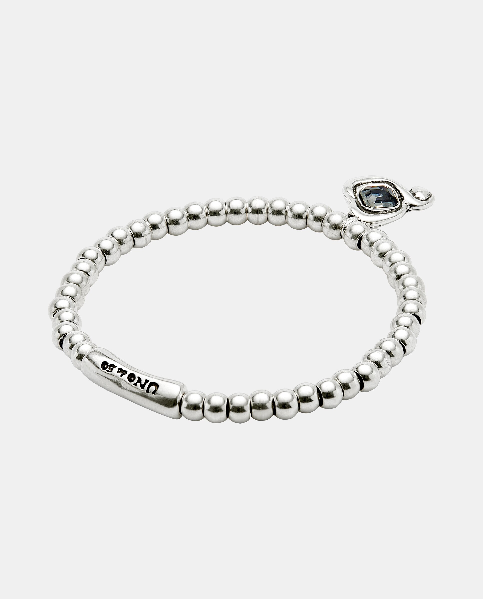 Pulseira de Bolas Banhada em Prata de Lei com Coração com Cristal Prata-3