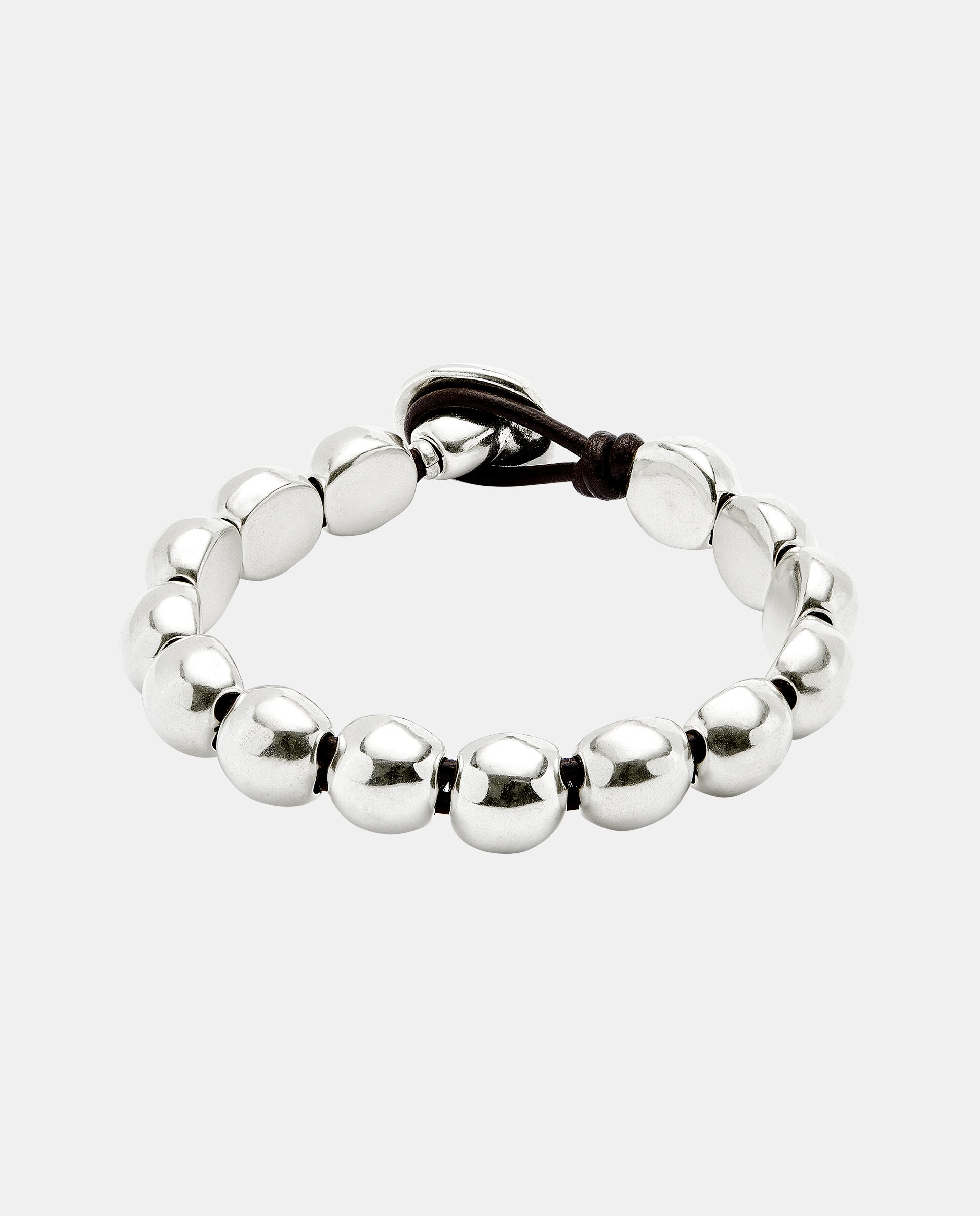 Pulseira com Contas Redondas Pequenas Banhada em Prata de Lei Prata-1