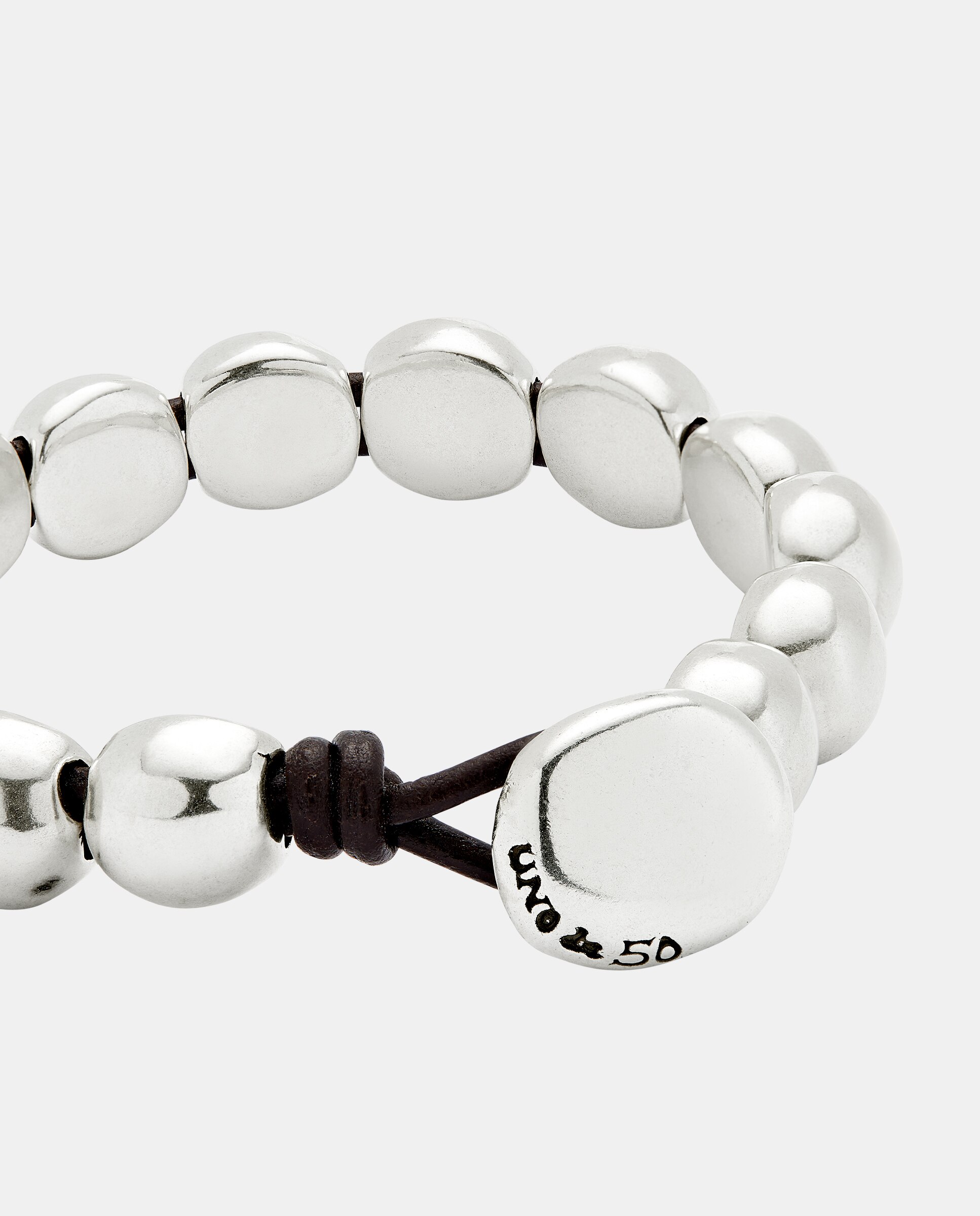 Pulseira com Contas Redondas Pequenas Banhada em Prata de Lei Prata-4