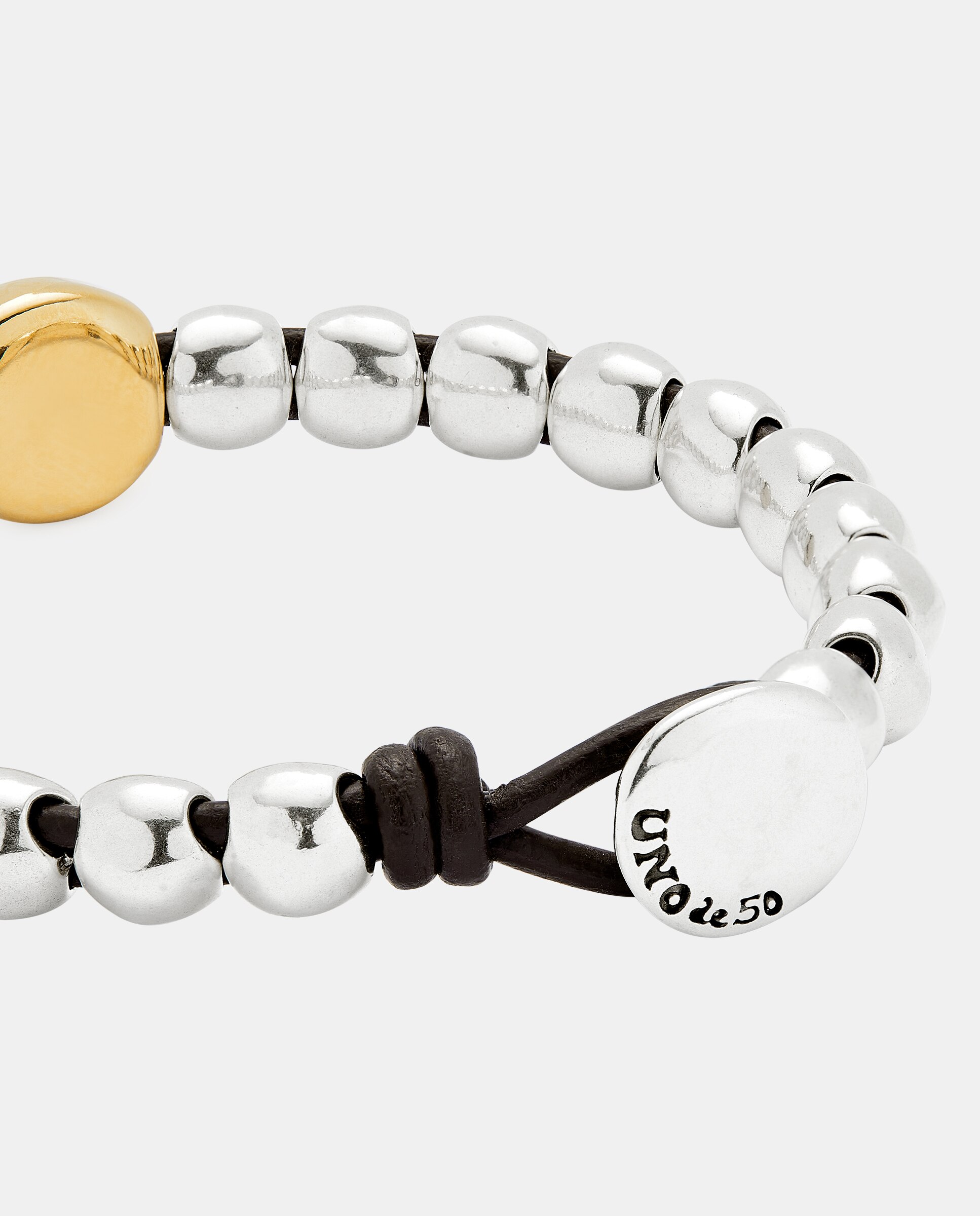 Pulseira de Contas Banhada em Prata de Lei e Conta Central Banhada em Ouro 18k Prata-4