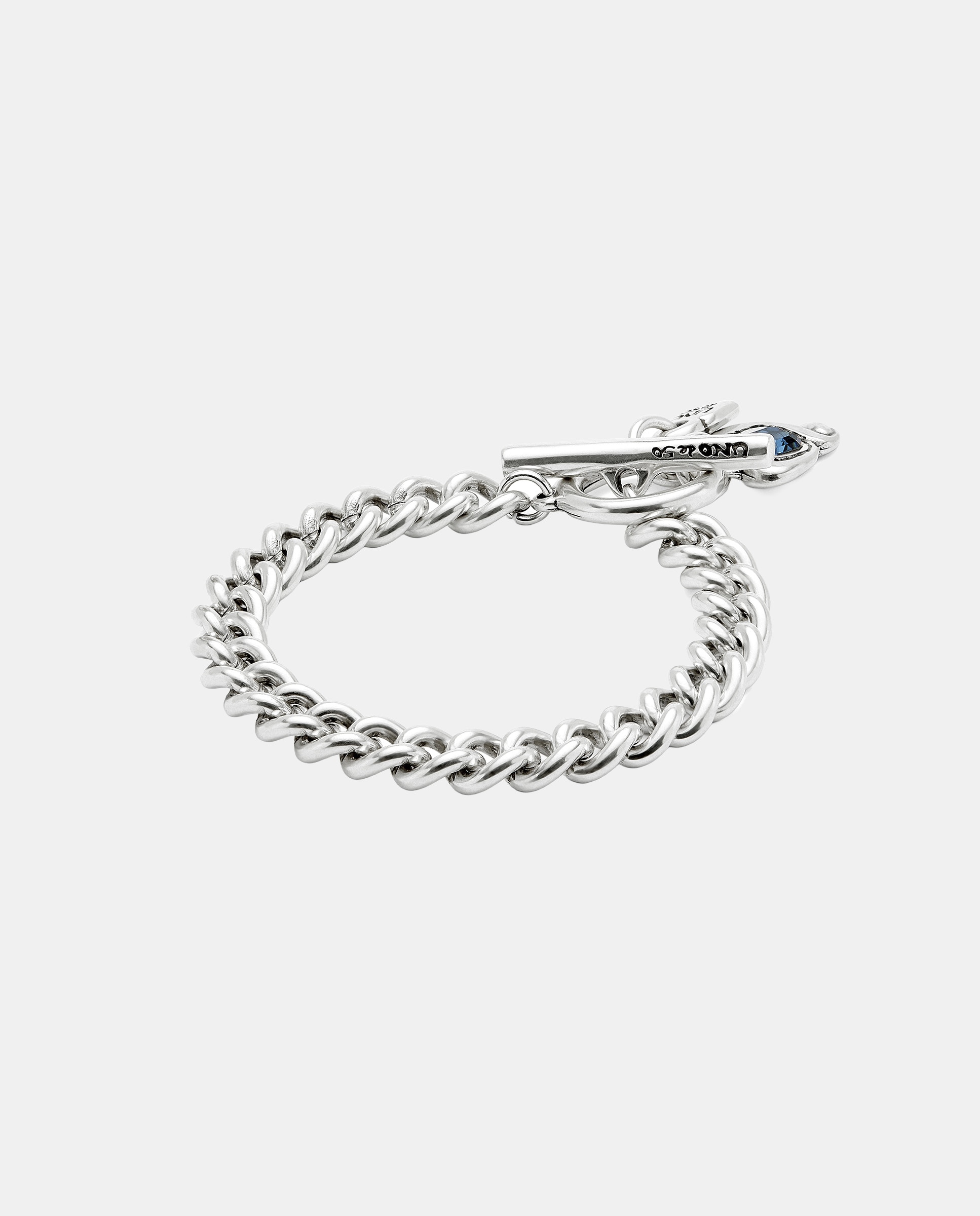 Pulseira de Corrente de Liga de Metais Banhada em Prata de Lei com Fecho de Coração e Cristal Verde-2