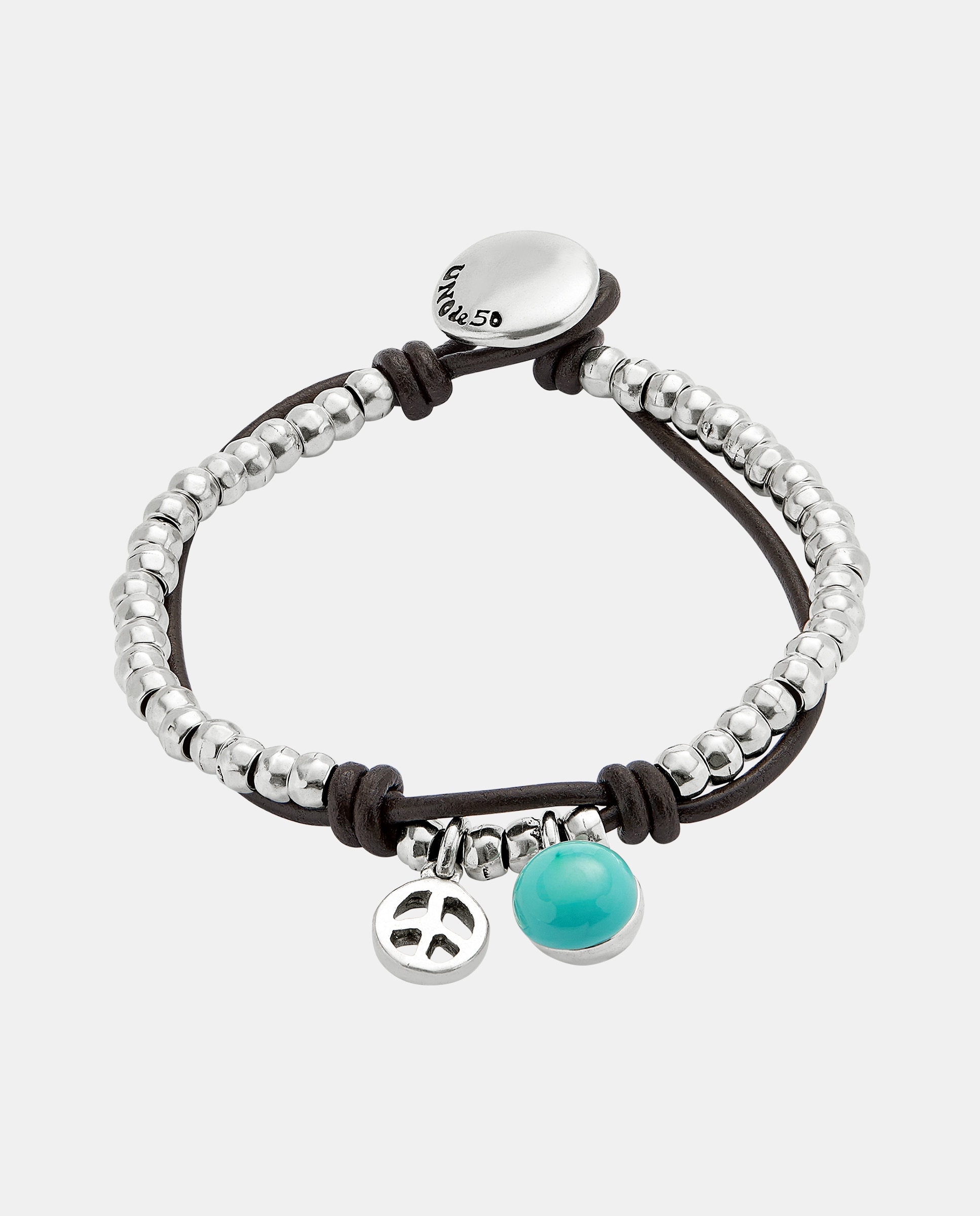 Pulseira de Bolas Banhada em Prata de Lei com Cristal de Murano Turquesa Prata-1