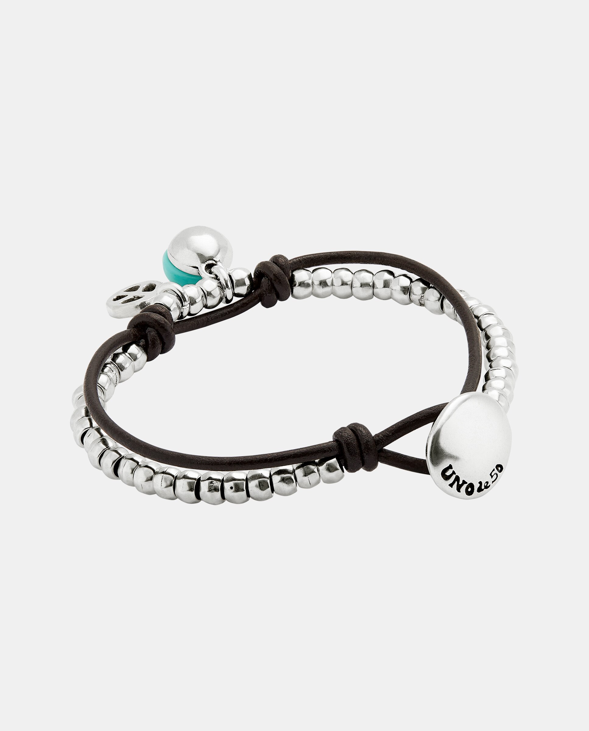 Pulseira de Bolas Banhada em Prata de Lei com Cristal de Murano Turquesa Prata-3