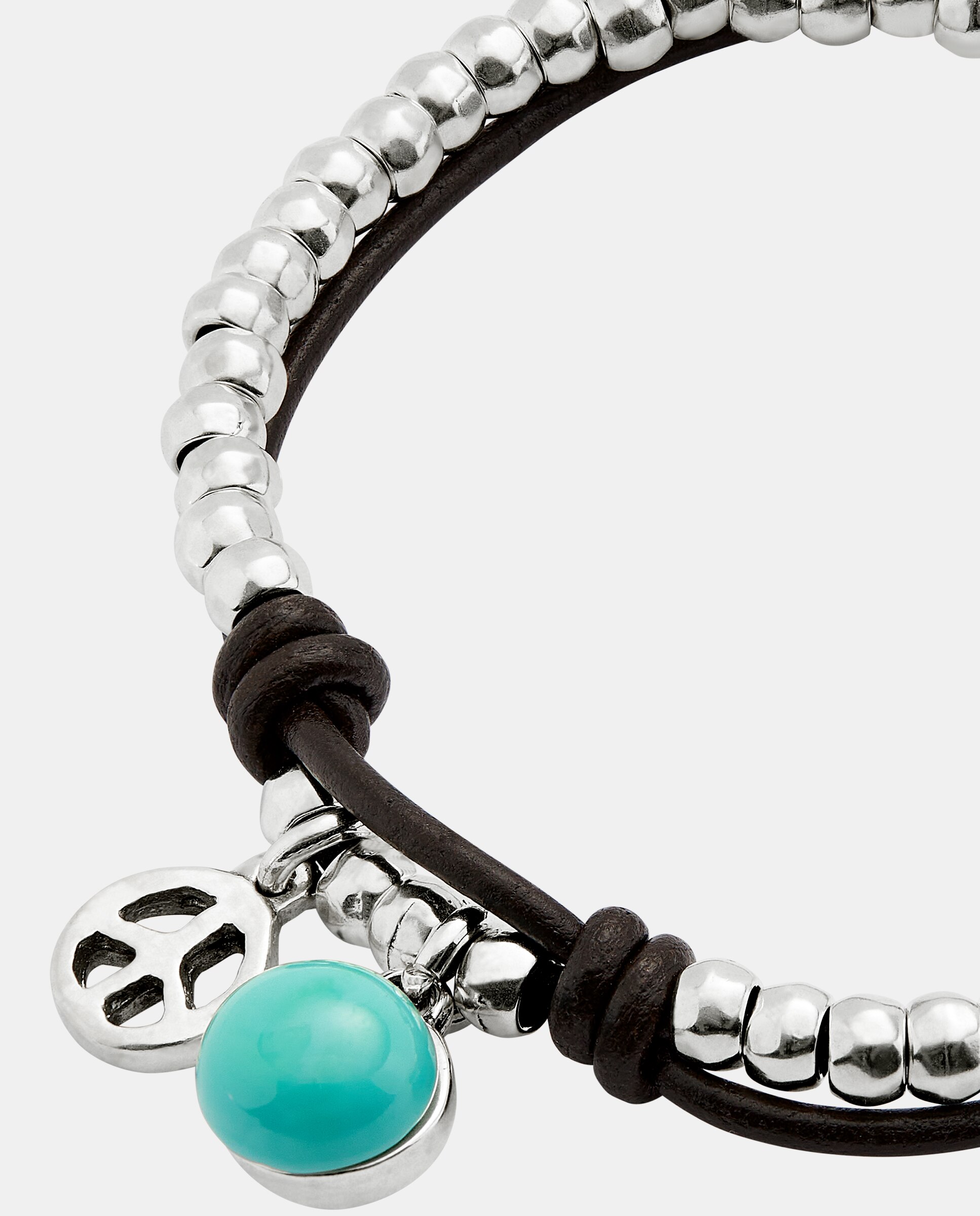 Pulseira de Bolas Banhada em Prata de Lei com Cristal de Murano Turquesa Prata-4