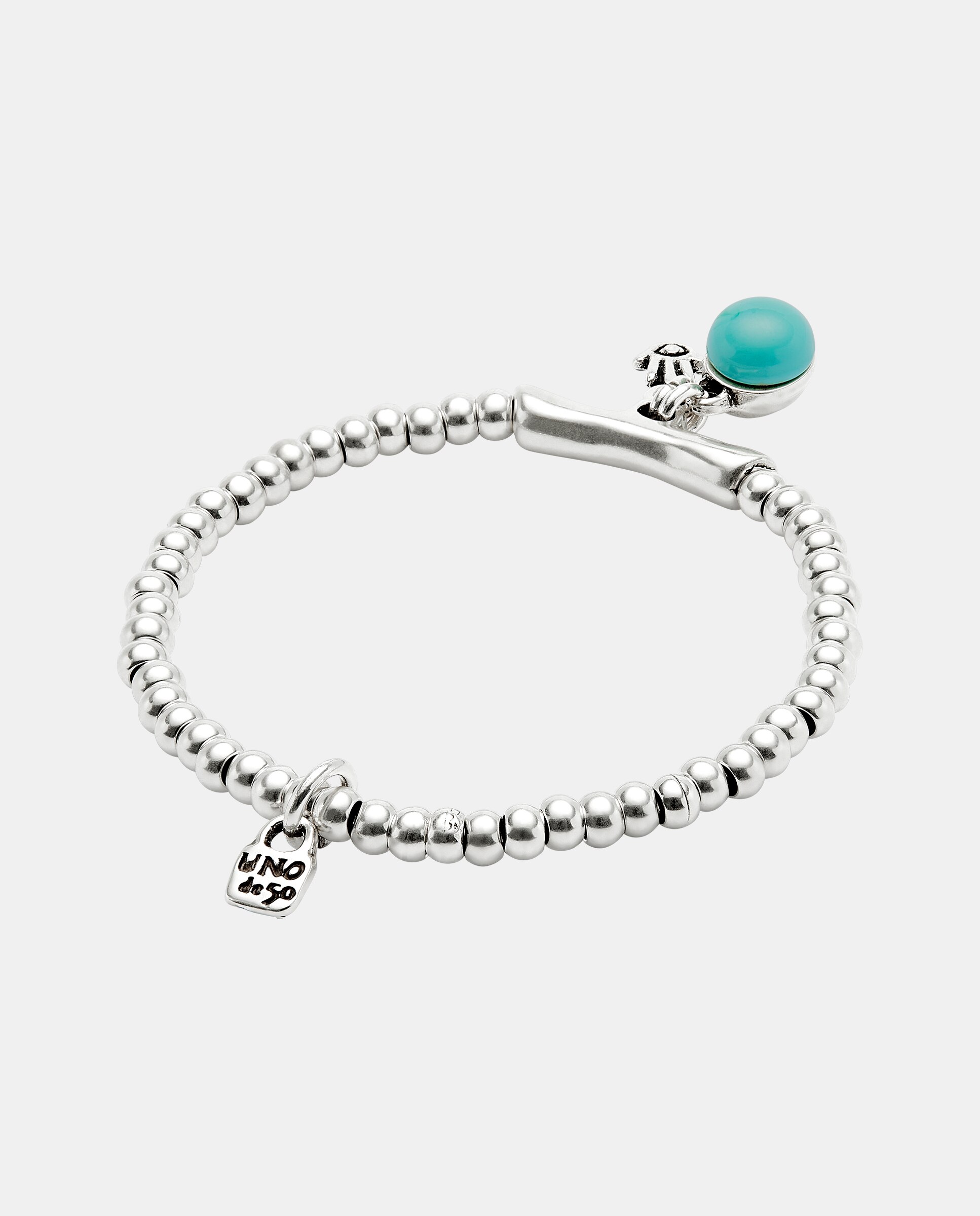 Pulseira de Bolas Banhada em Prata de Lei com Cristal de Murano e Mão de Fátima Prata-3