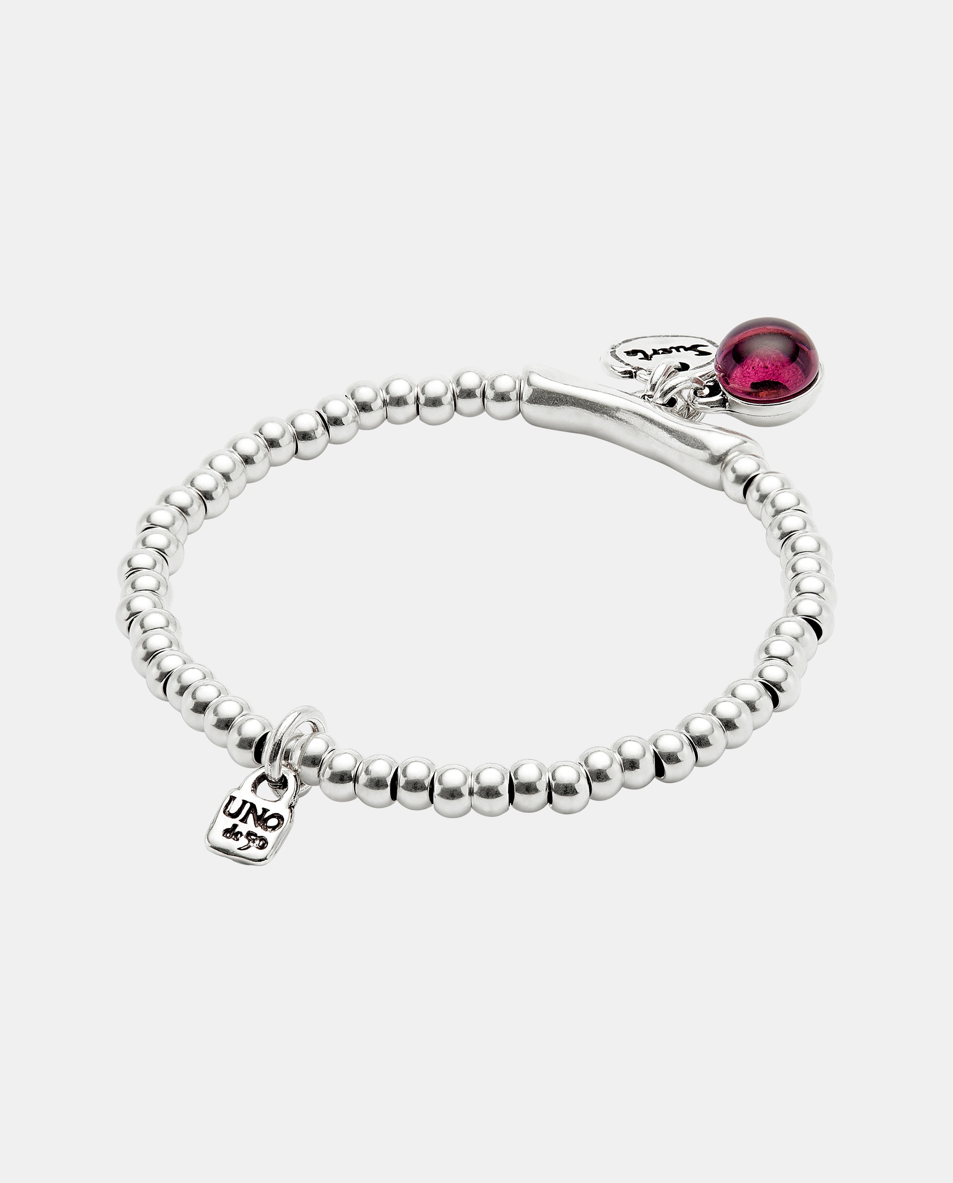 Pulseira Banhada em Prata de Lei, Cristal de Murano e Palavra Suerte Prata-3