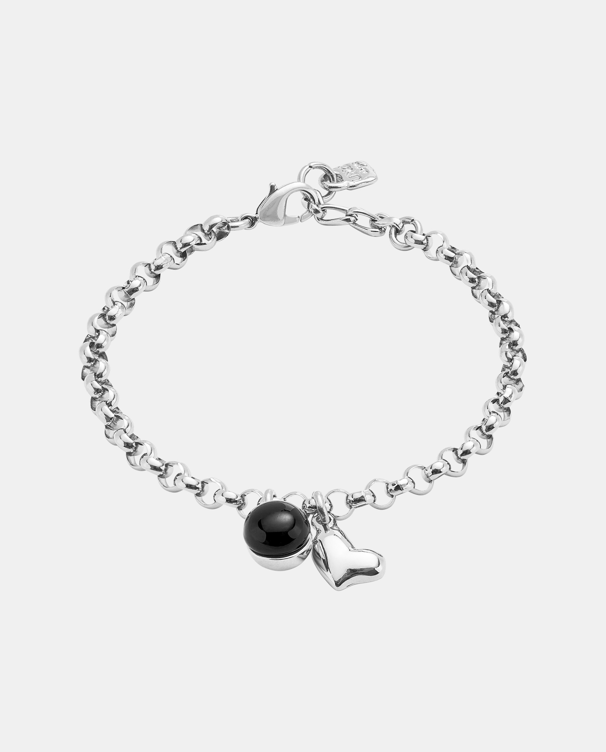 Pulseira de Corrente Banhada em Prata de Lei com Charm Coração Prata-1