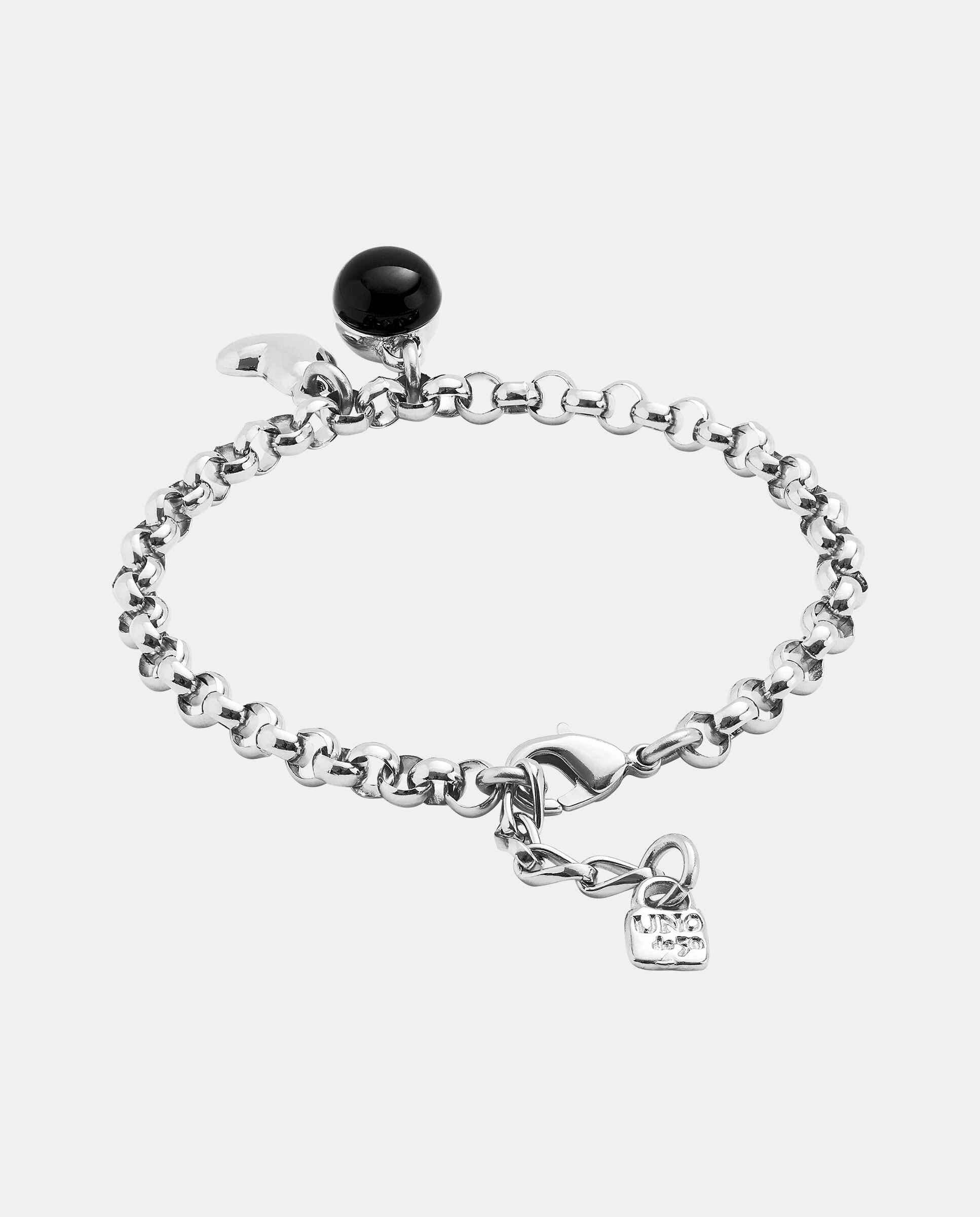 Pulseira de Corrente Banhada em Prata de Lei com Charm Coração Prata-3