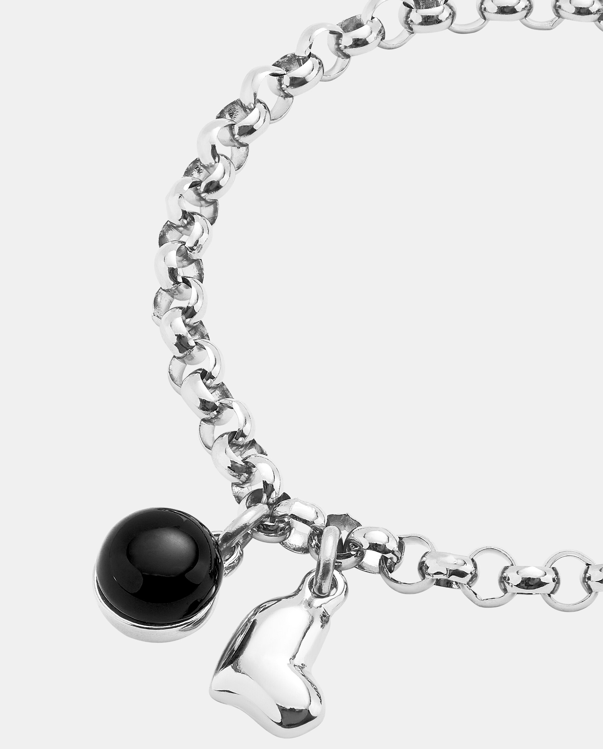 Pulseira de Corrente Banhada em Prata de Lei com Charm Coração Prata-4