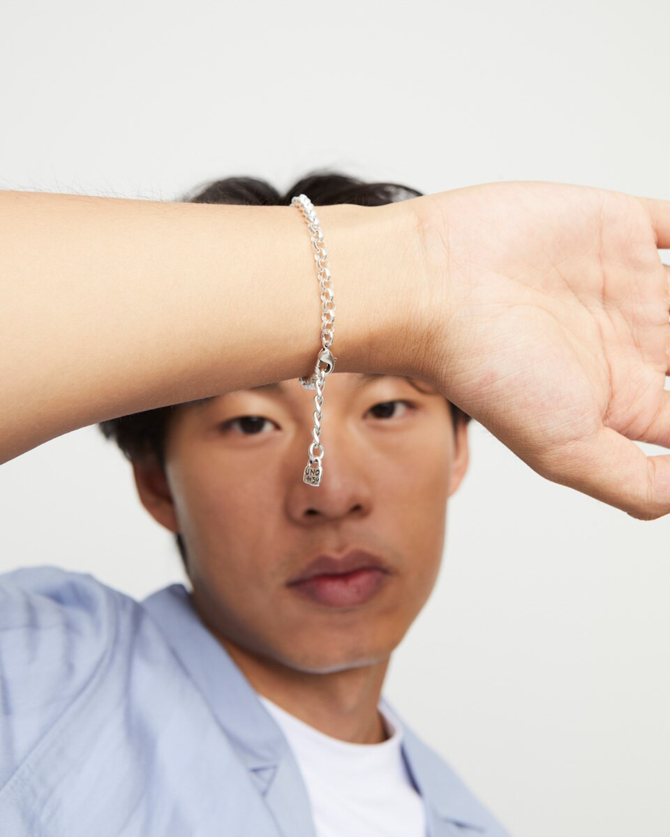 Pulseira Corrente Banhada em Prata de Lei Prata-6