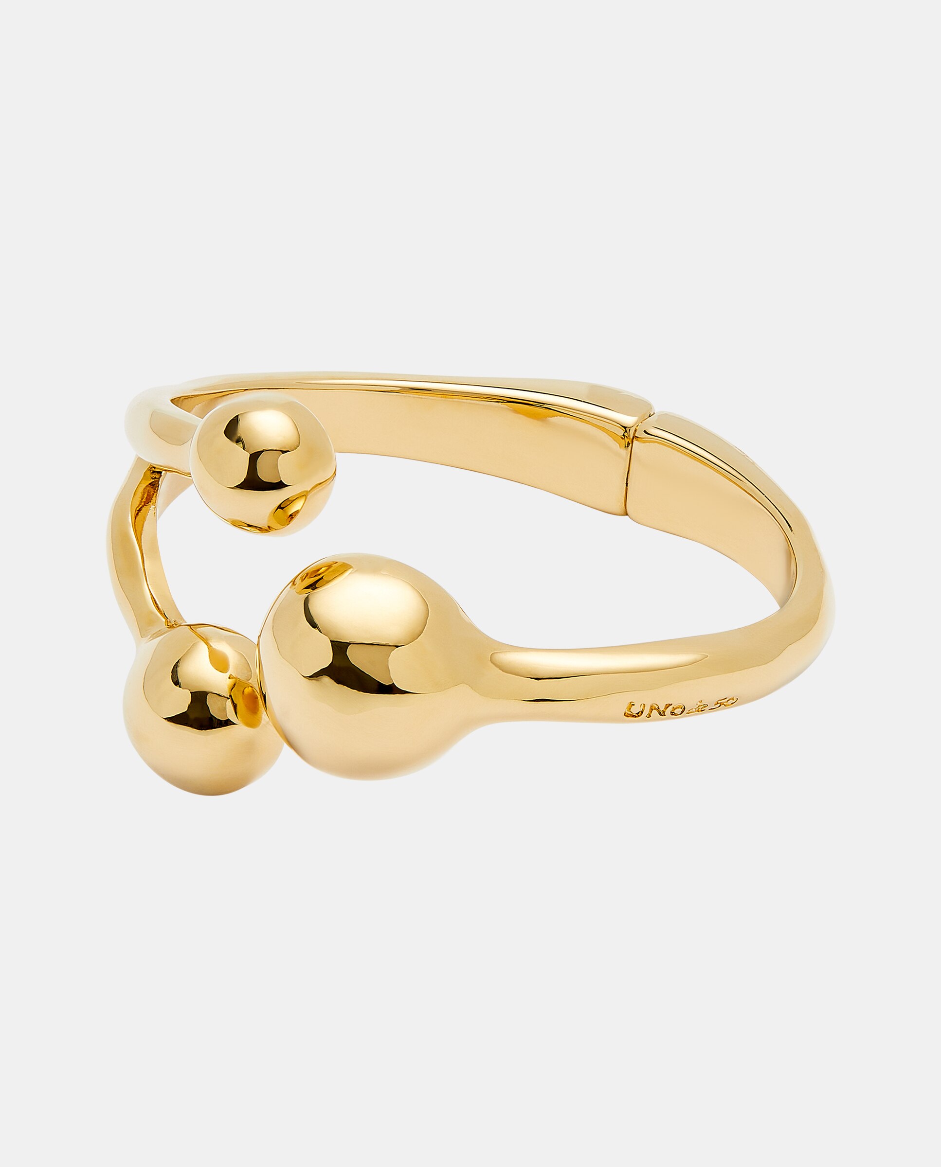 Pulseira Rígida com Três Bolas Banhada a Ouro 18k Ouro-3