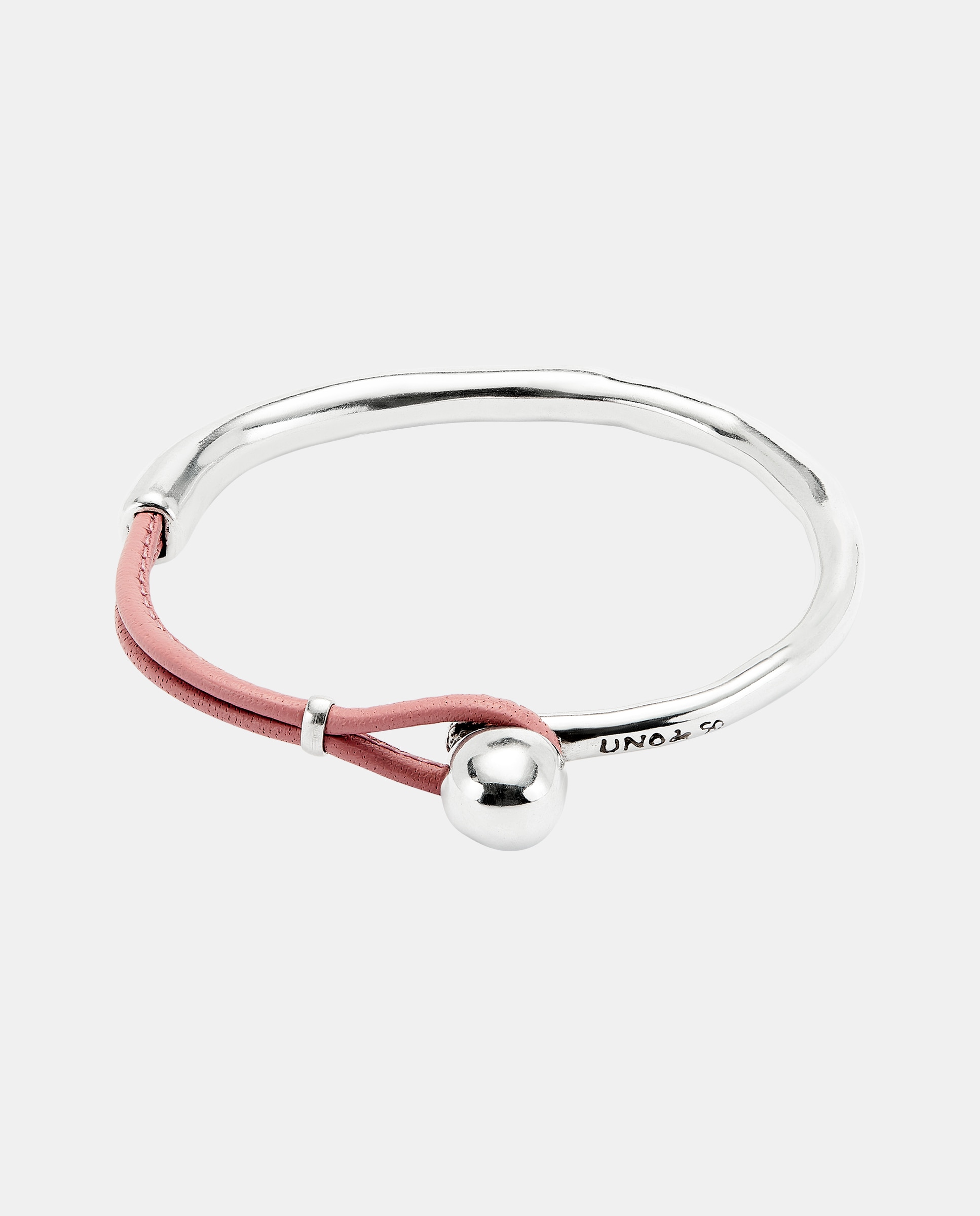 Imagem 0 de Pulseira Semirrígida Banhada em Prata de Lei com Couro Rosa