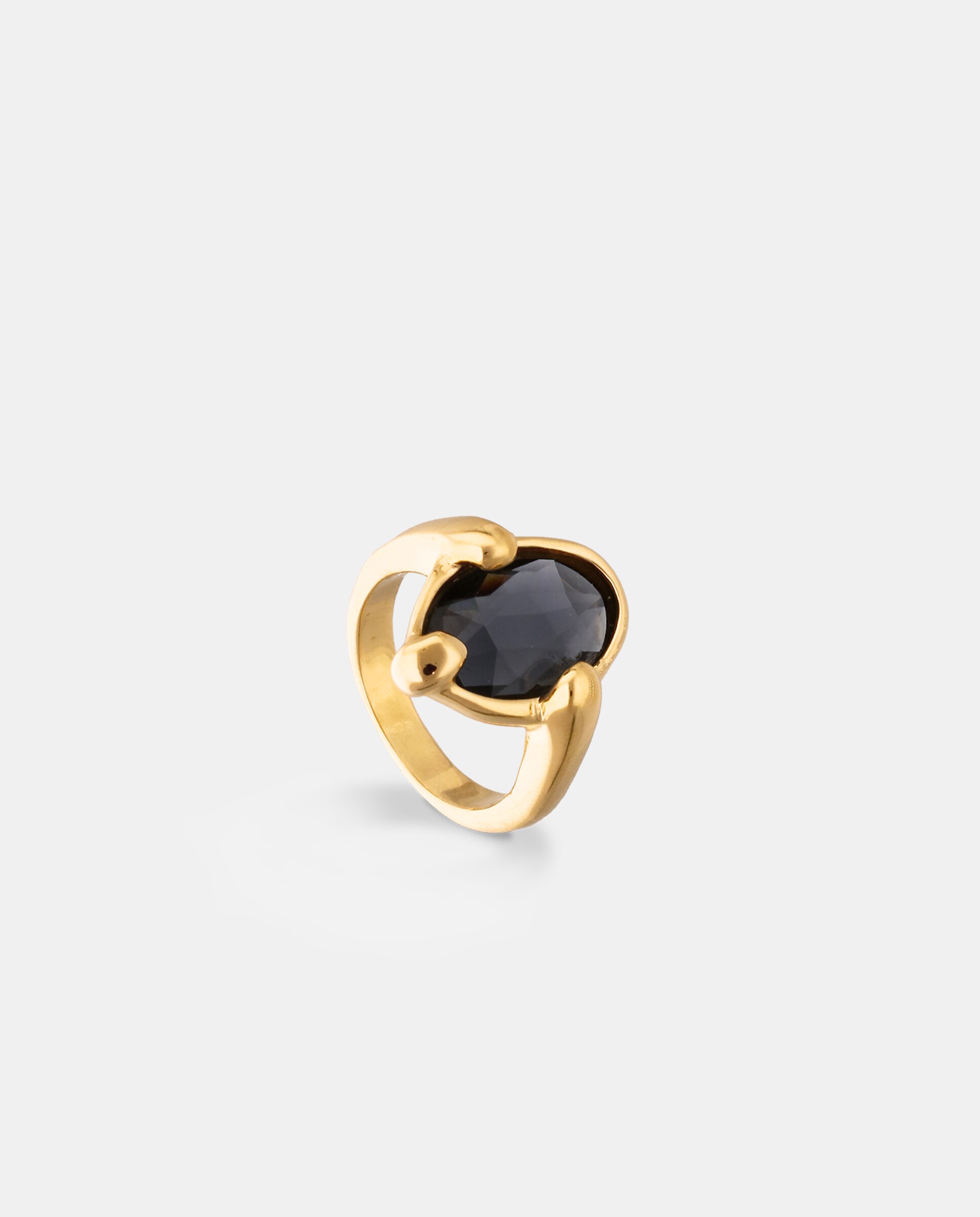 Anel Banhado a Ouro 18k com Cristal Facetado Ouro-3