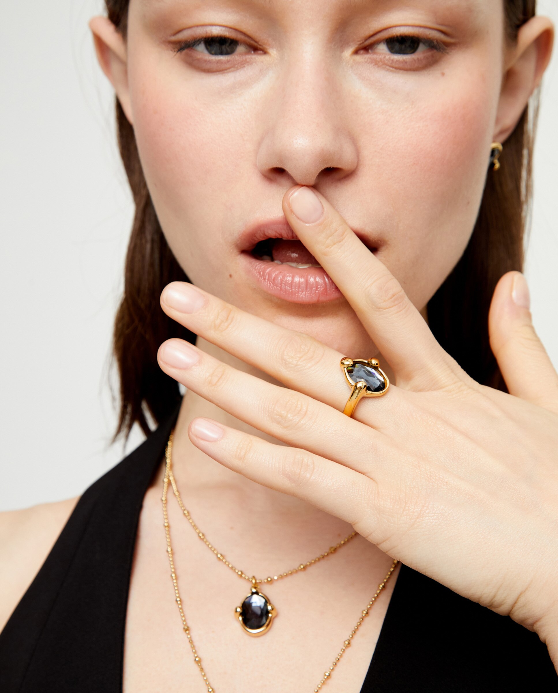 Anel Banhado a Ouro 18k com Cristal Facetado Ouro-4