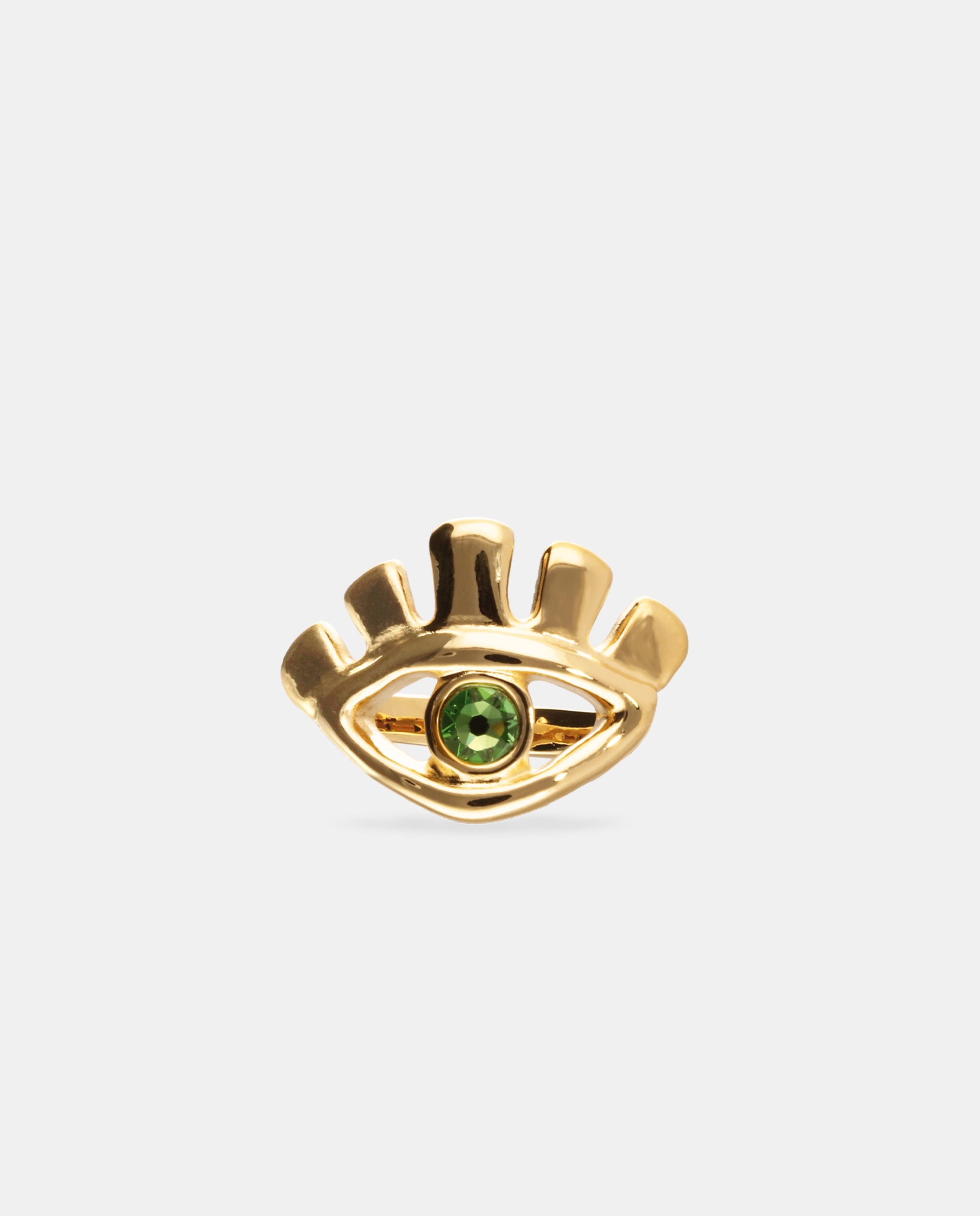 Anel Banhado a Ouro 18k em Forma de Olho com Cristal Facetado Ouro-1