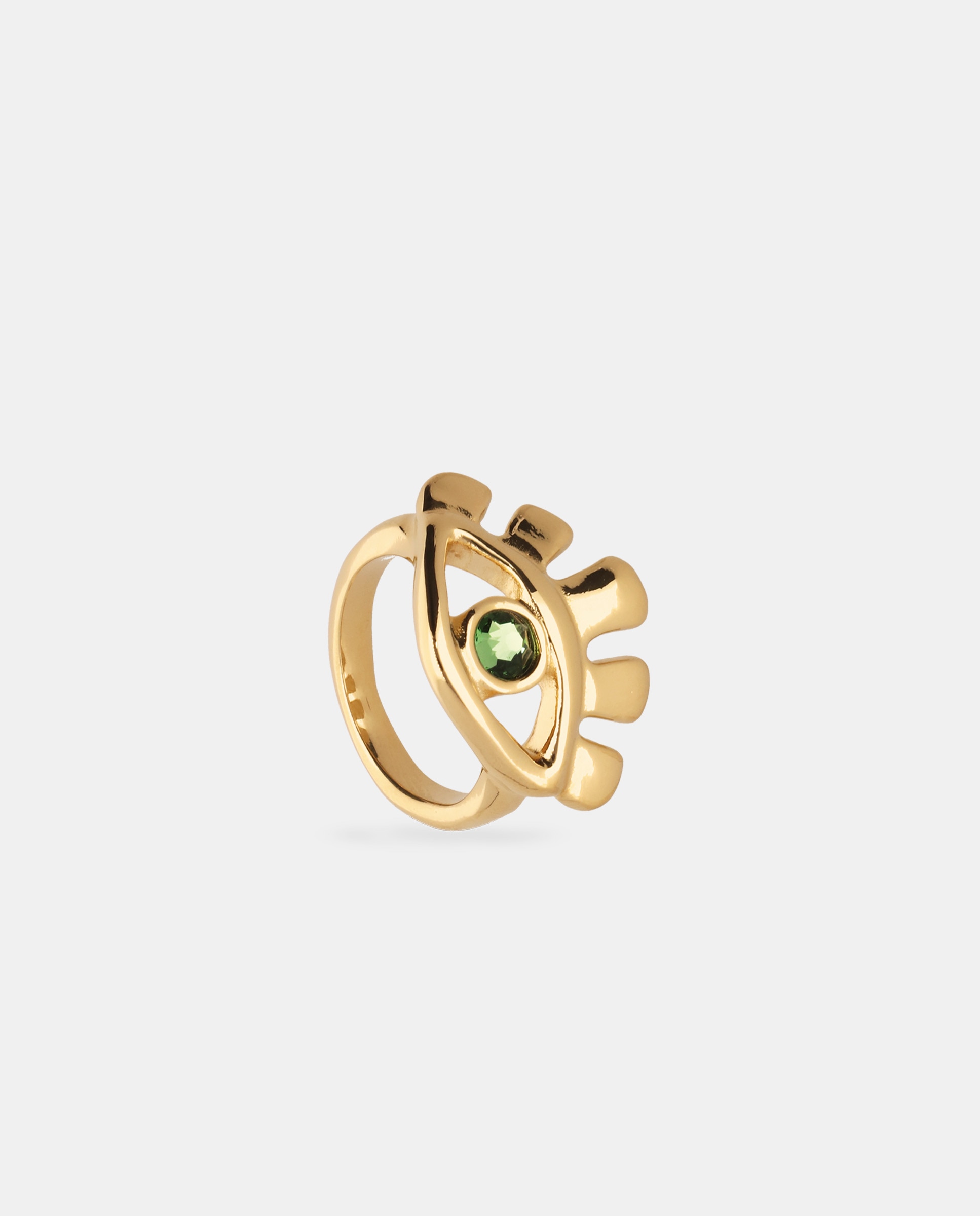Anel Banhado a Ouro 18k em Forma de Olho com Cristal Facetado Ouro-3