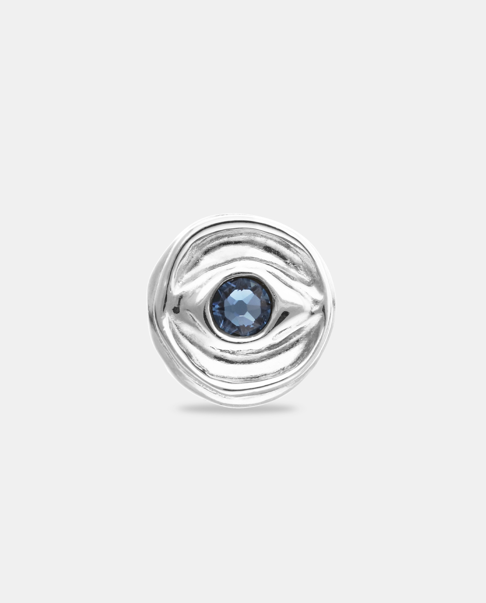 Imagem 0 de Anel Tipo Selo Banhado em Prata de Lei em Forma de Olho com Cristal Facetado Azul