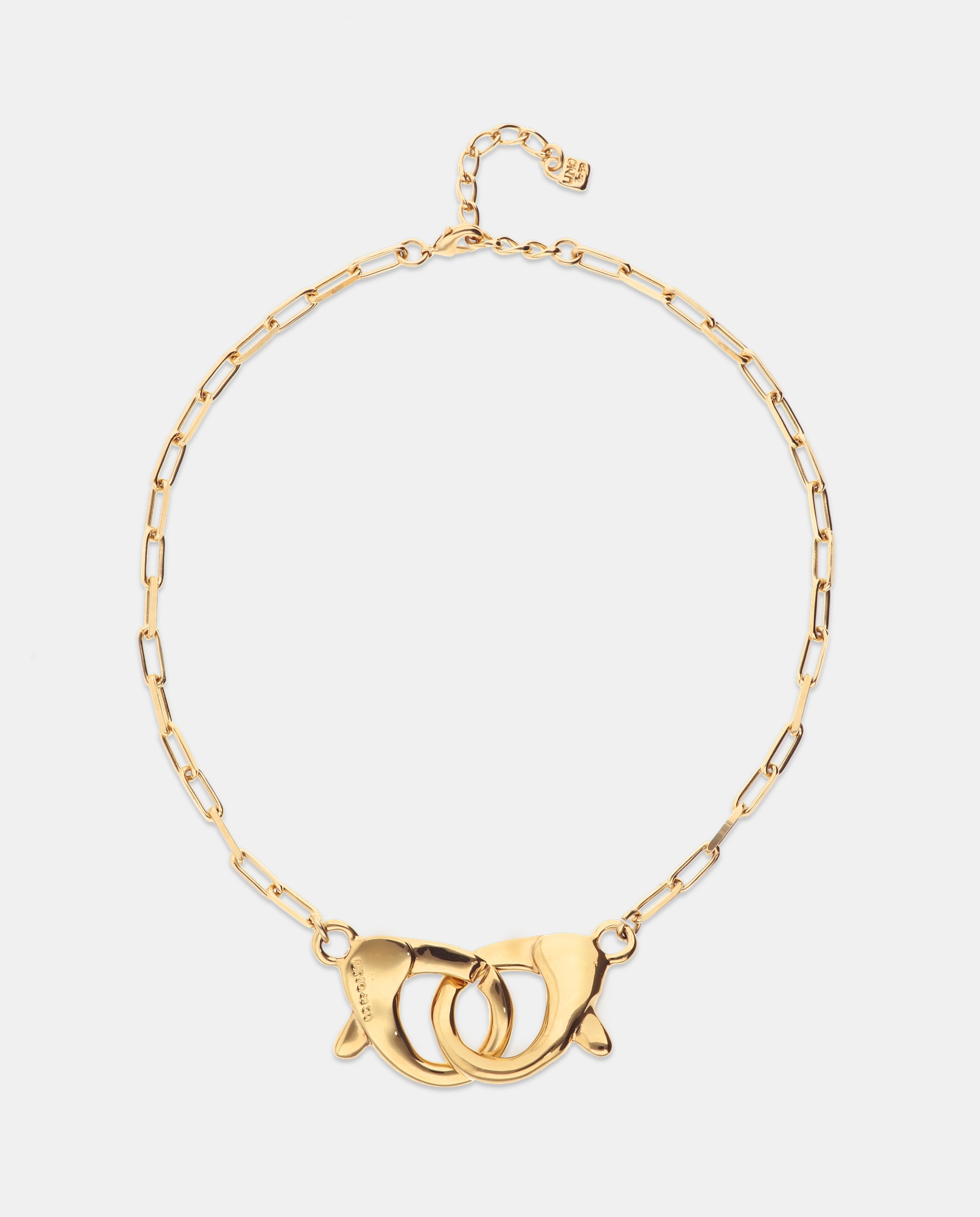 Colar Banhado a Ouro 18k com Detalhe de Mosquetão Entrelaçado Grande Ouro-1