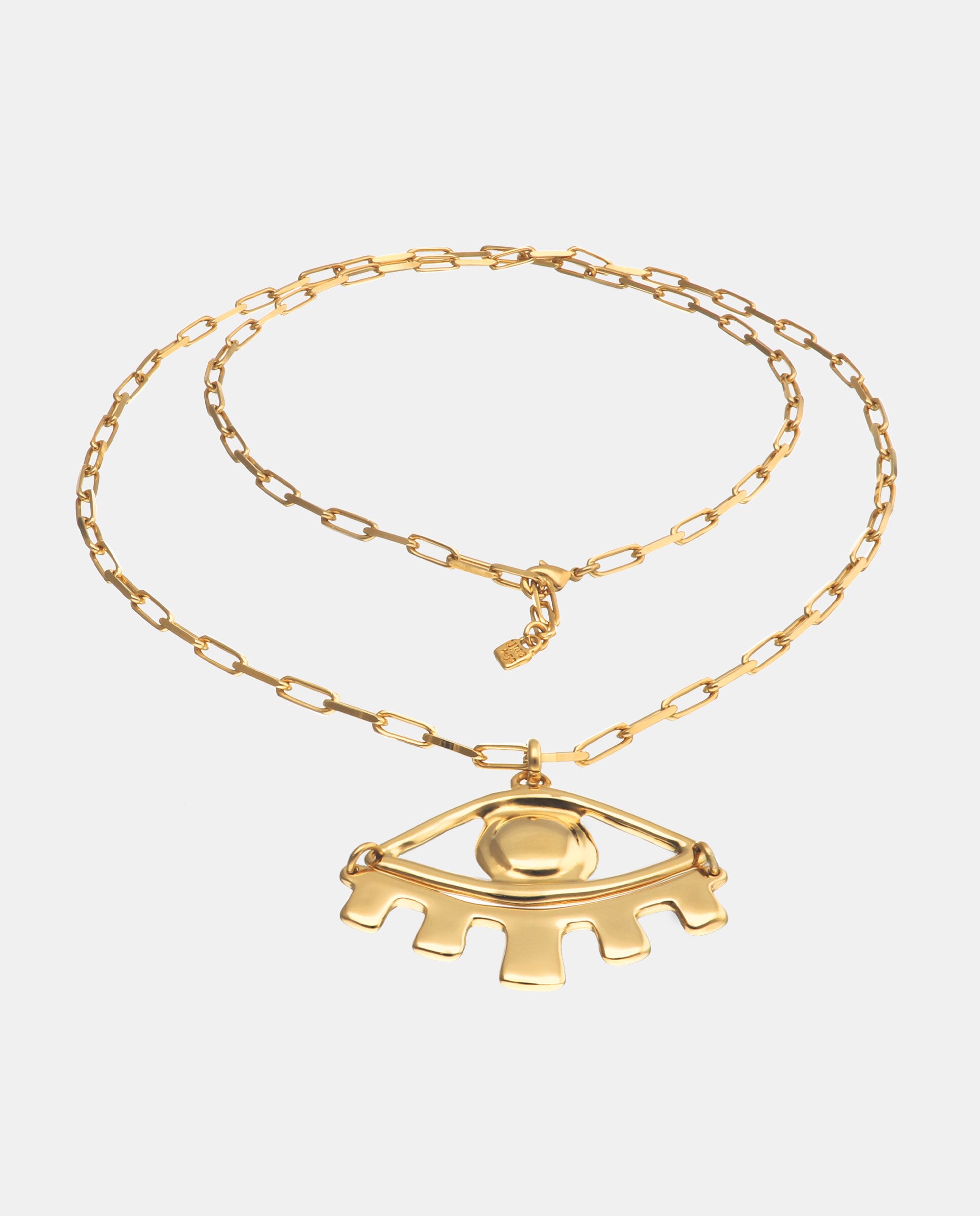 Colar Banhado a Ouro 18k com Detalhe de Olho Grande Ouro-3