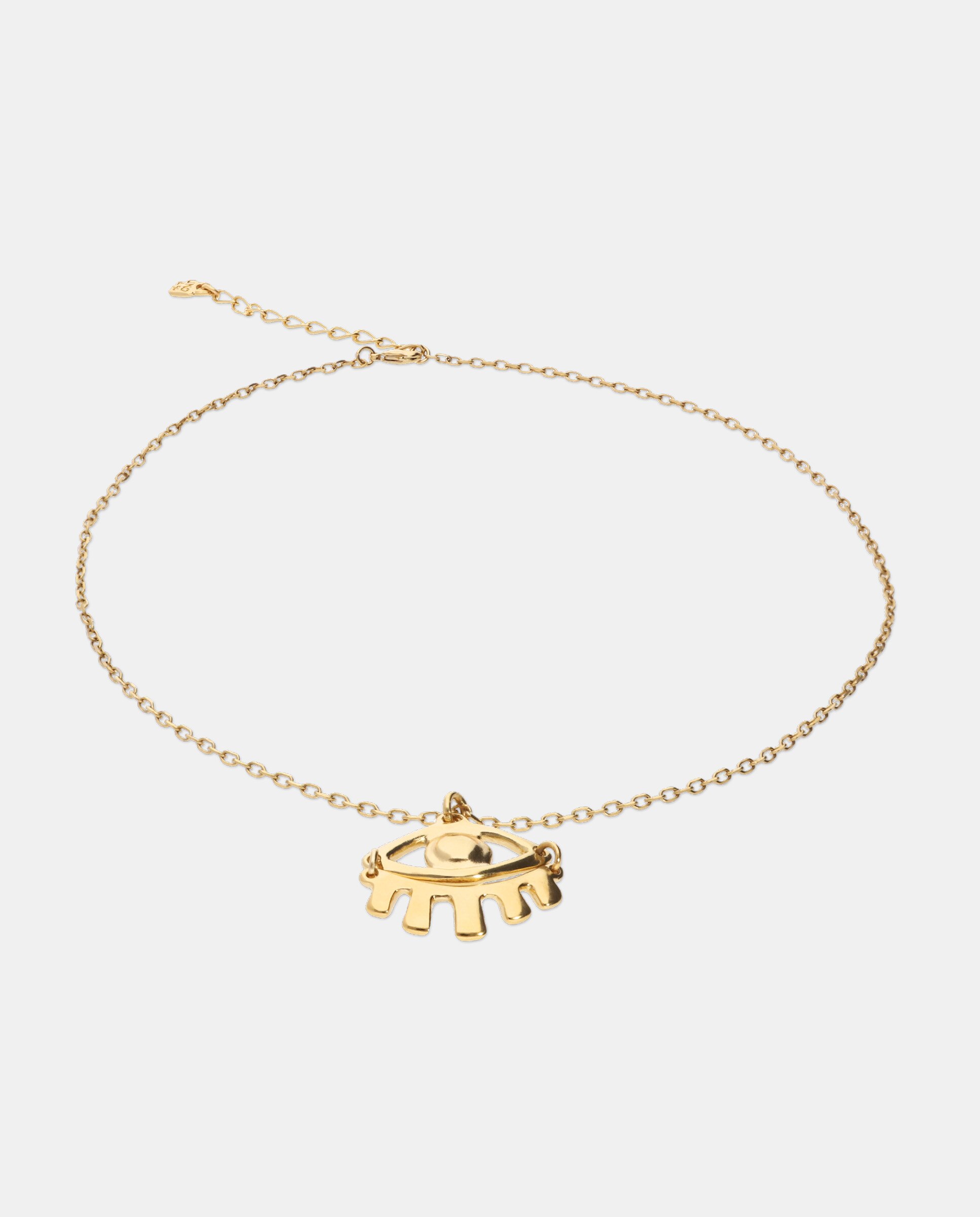 Colar Banhado a Ouro 18k com Detalhe de Olho Pequeno Ouro-3