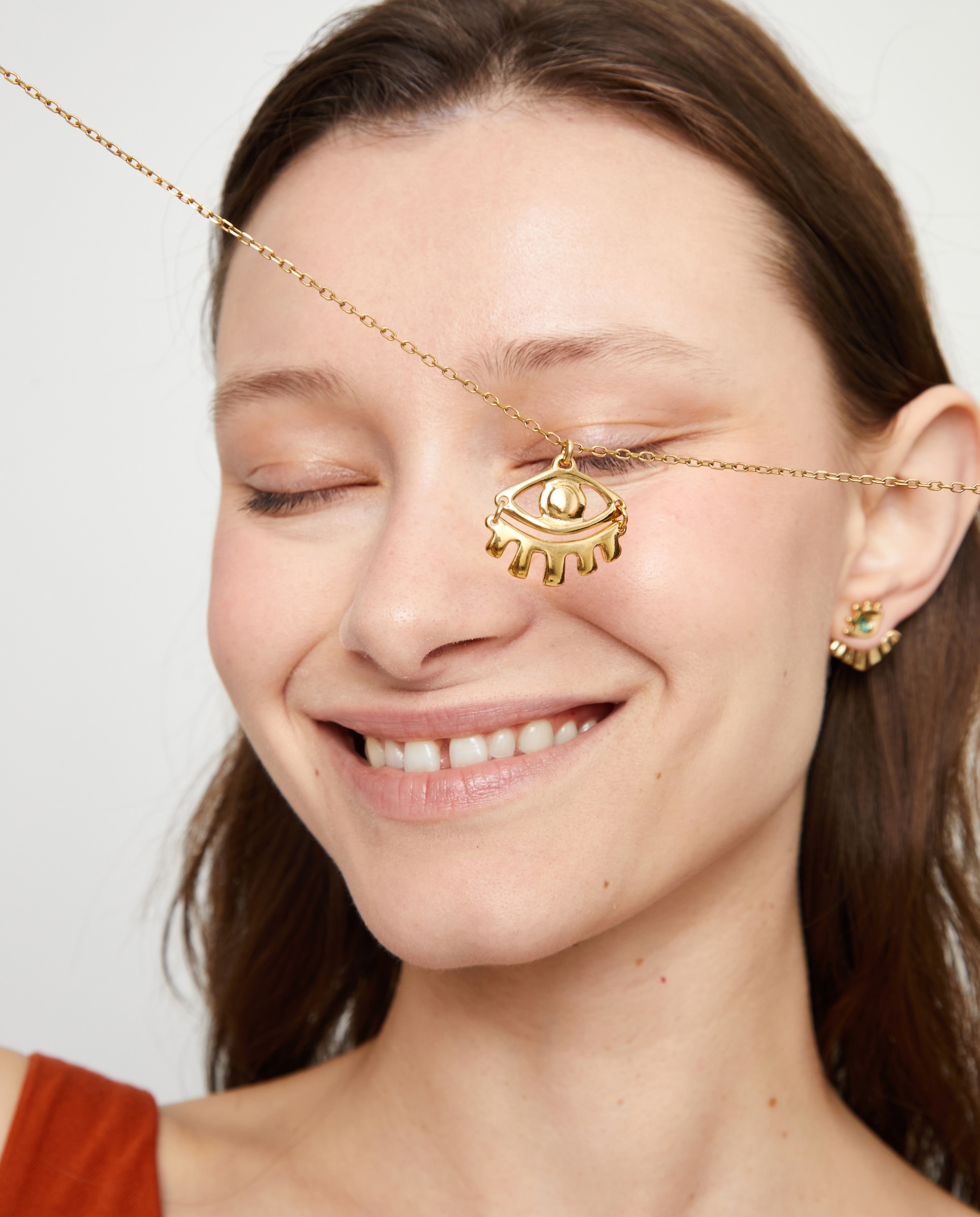 Colar Banhado a Ouro 18k com Detalhe de Olho Pequeno Ouro-5