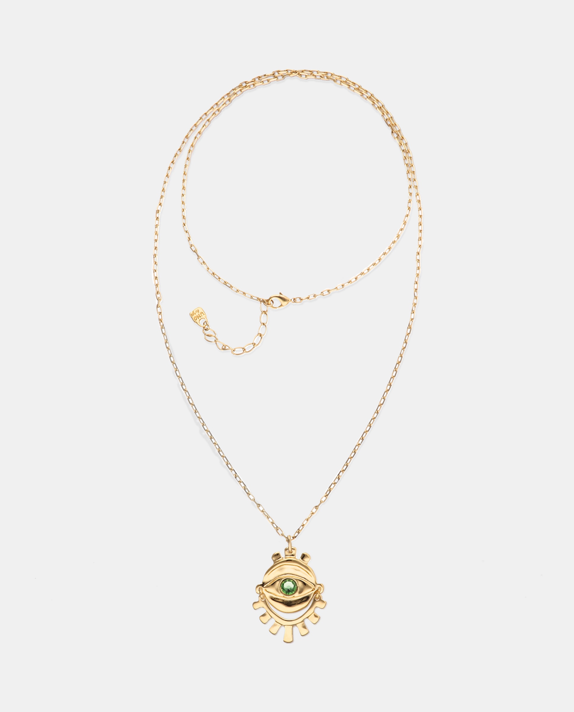 Colar Banhado a Ouro 18k com Detalhe de Olho e Cristal Facetado Ouro-1