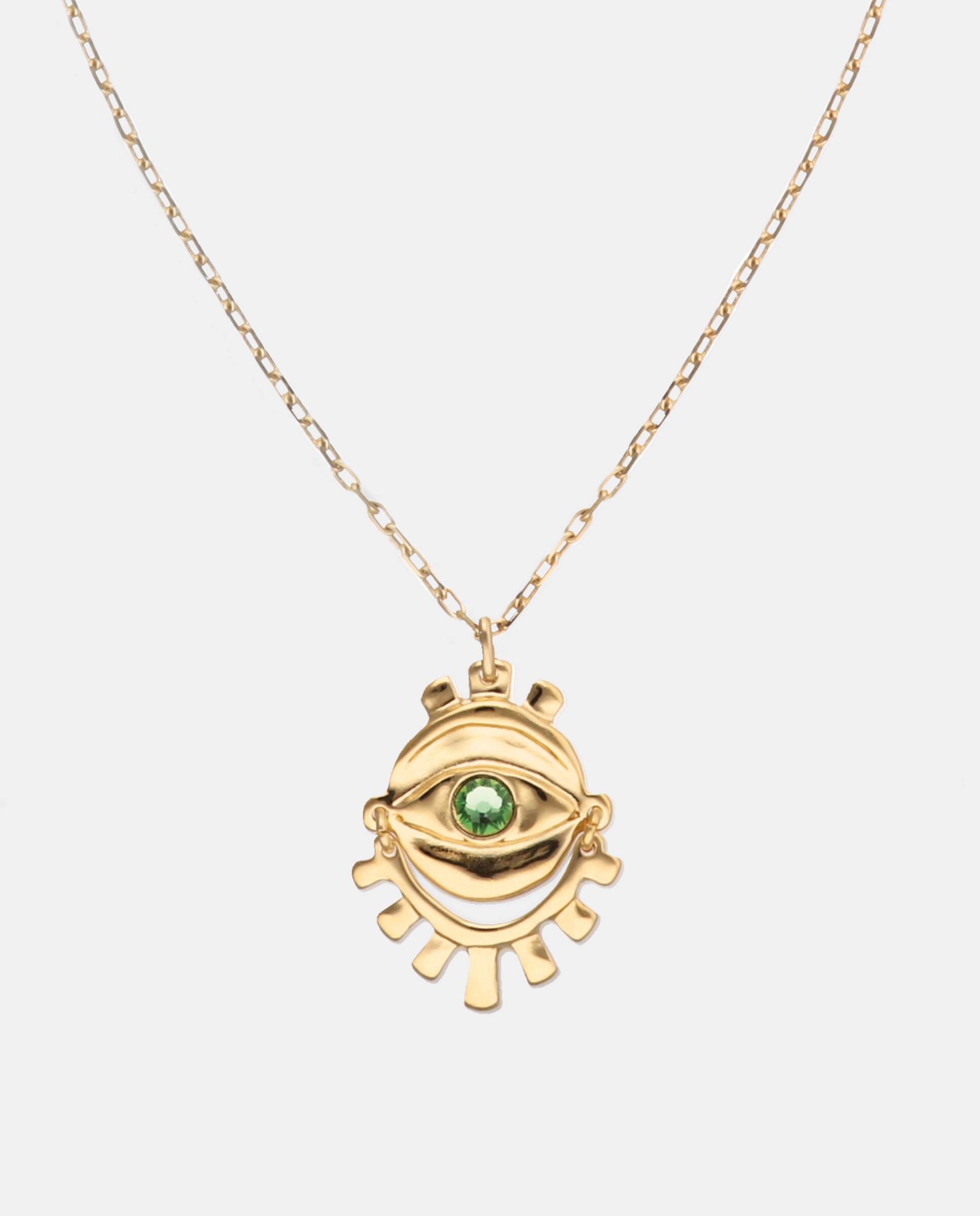 Colar Banhado a Ouro 18k com Detalhe de Olho e Cristal Facetado Ouro-4