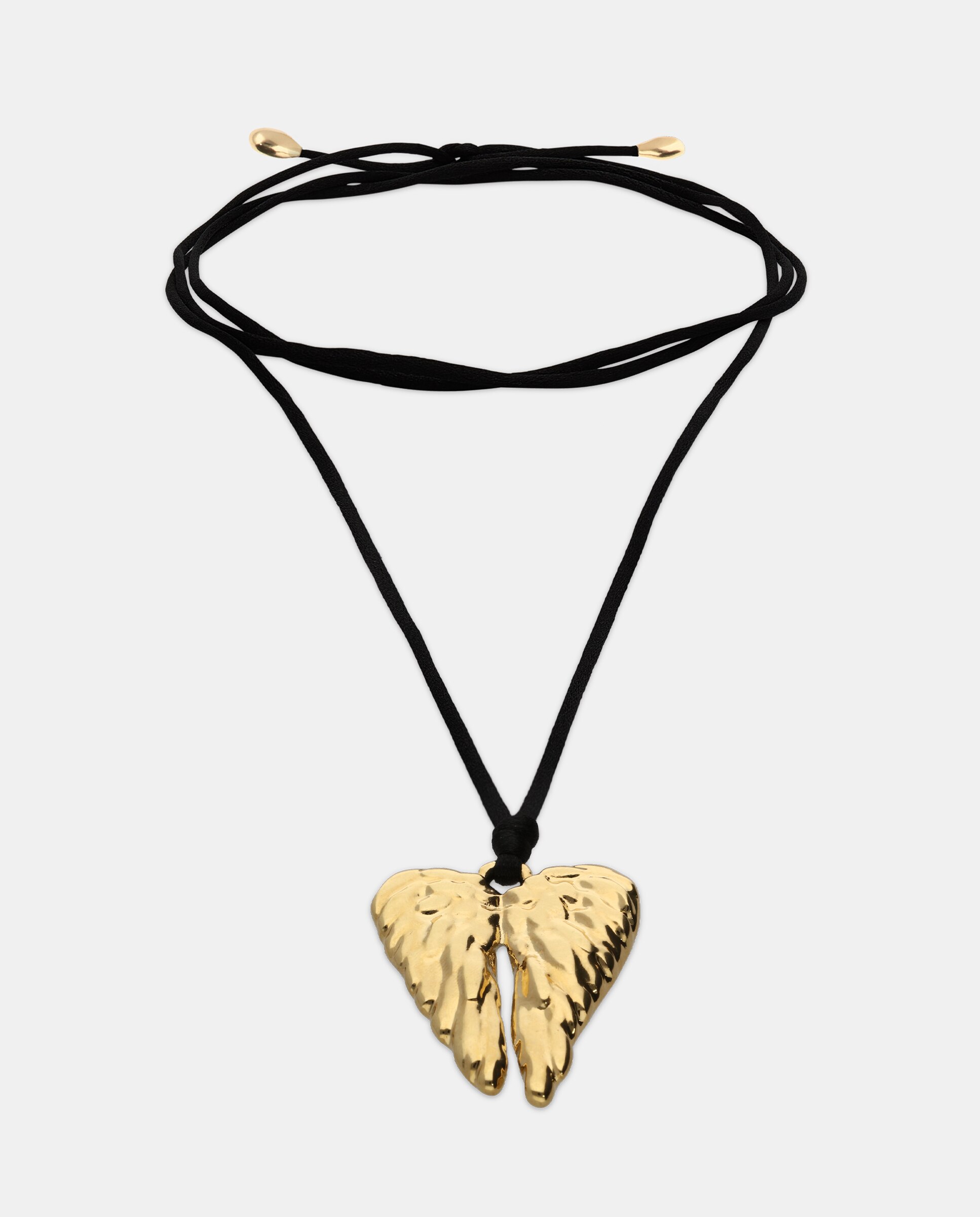 Colar com Fio de Seda com Detalhe de Asas Banhado a Ouro 18k Ouro-3