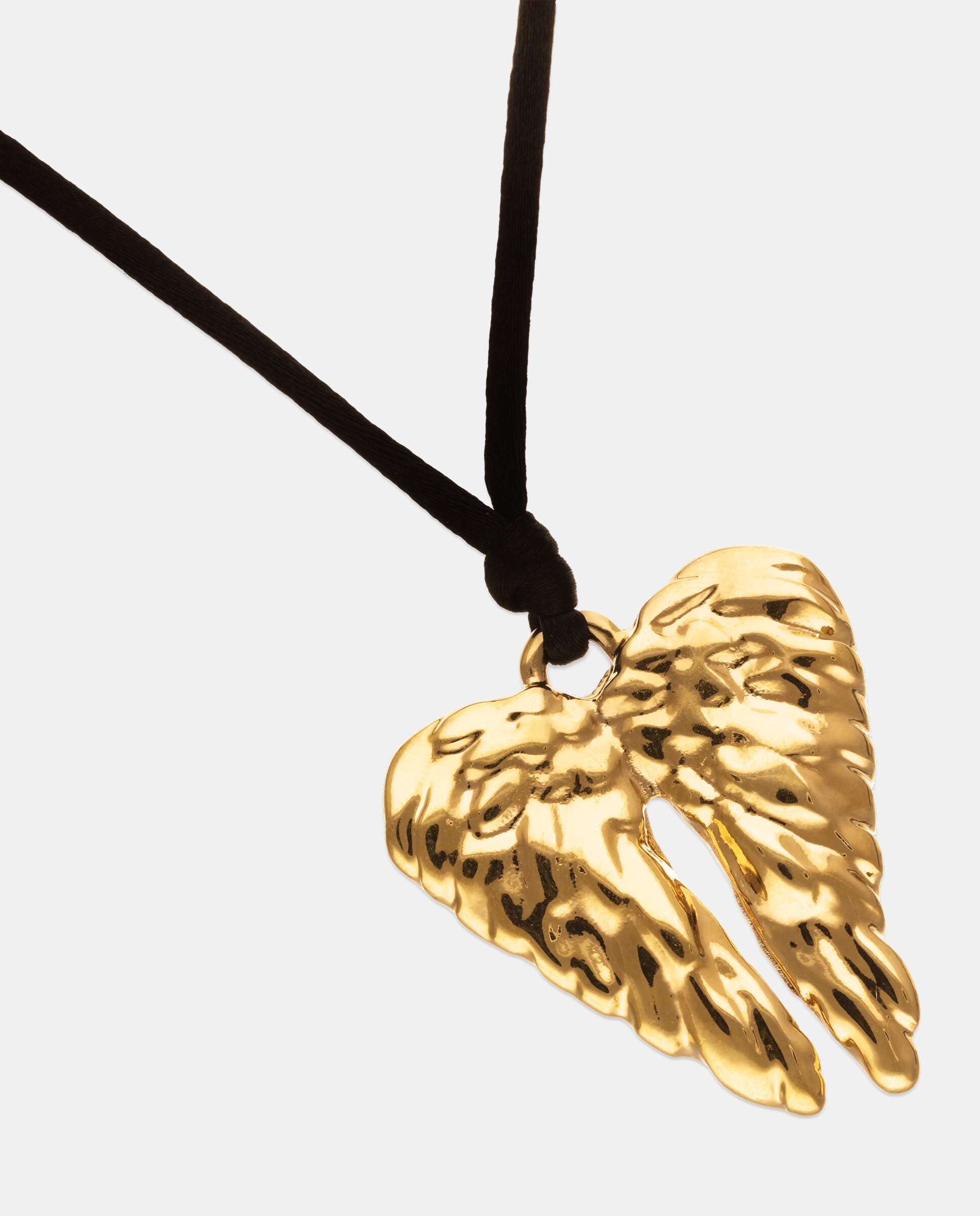 Colar com Fio de Seda com Detalhe de Asas Banhado a Ouro 18k Ouro-4