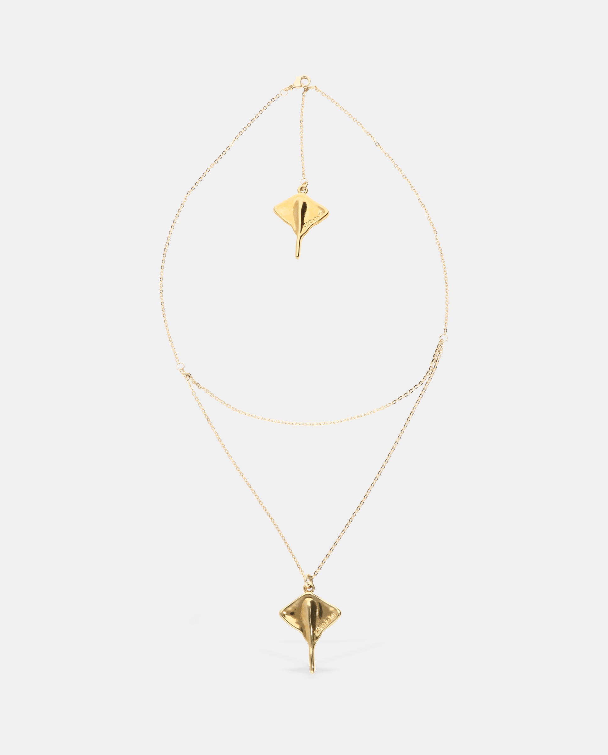 Pendente de Doble Cadena Bañado em Ouro 18k com Mantarraya Ouro-1