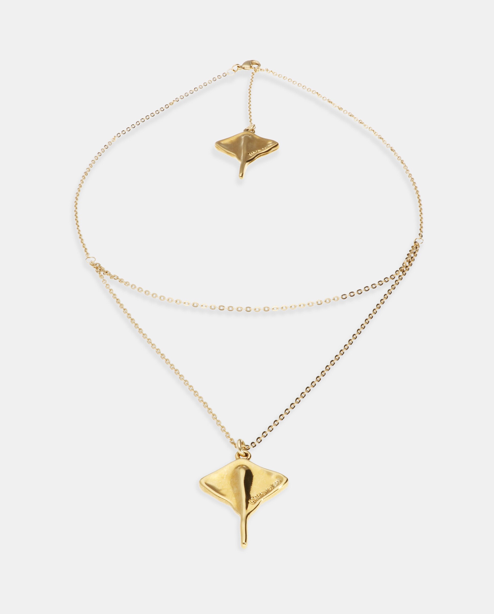 Pendente de Doble Cadena Bañado em Ouro 18k com Mantarraya Ouro-2