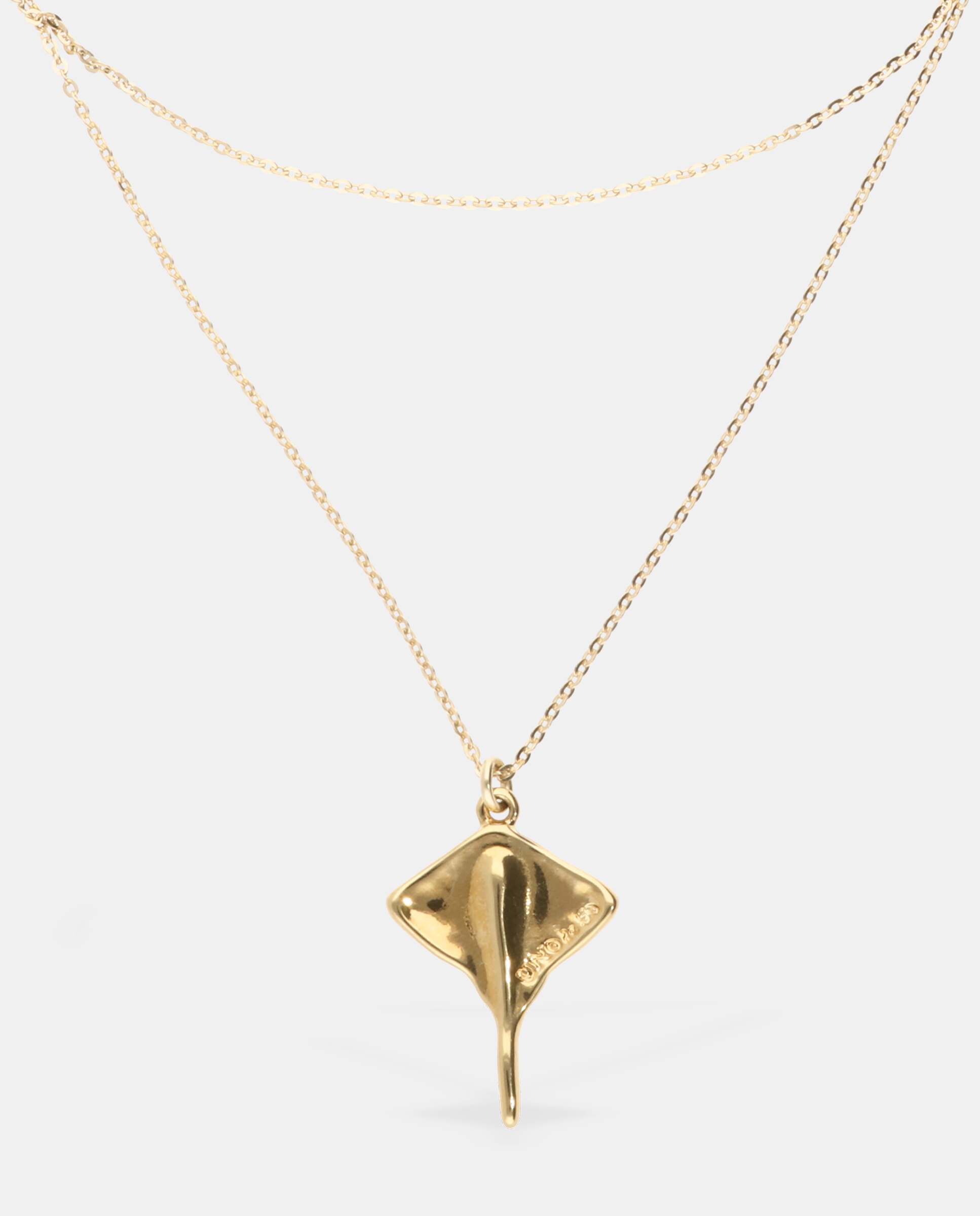 Pendente de Doble Cadena Bañado em Ouro 18k com Mantarraya Ouro-3