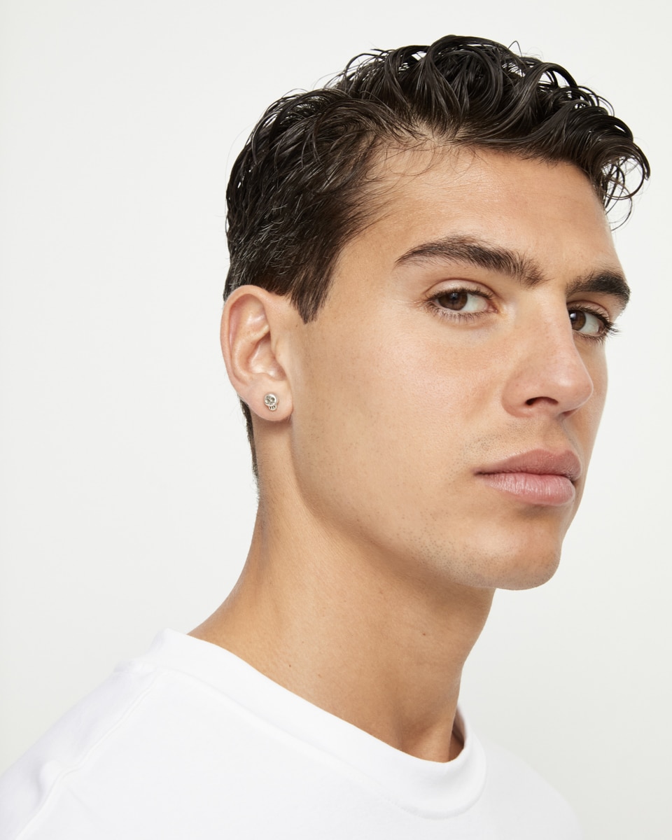 Piercing Banhado em Prata de Lei em Forma de Caveira Prata-5