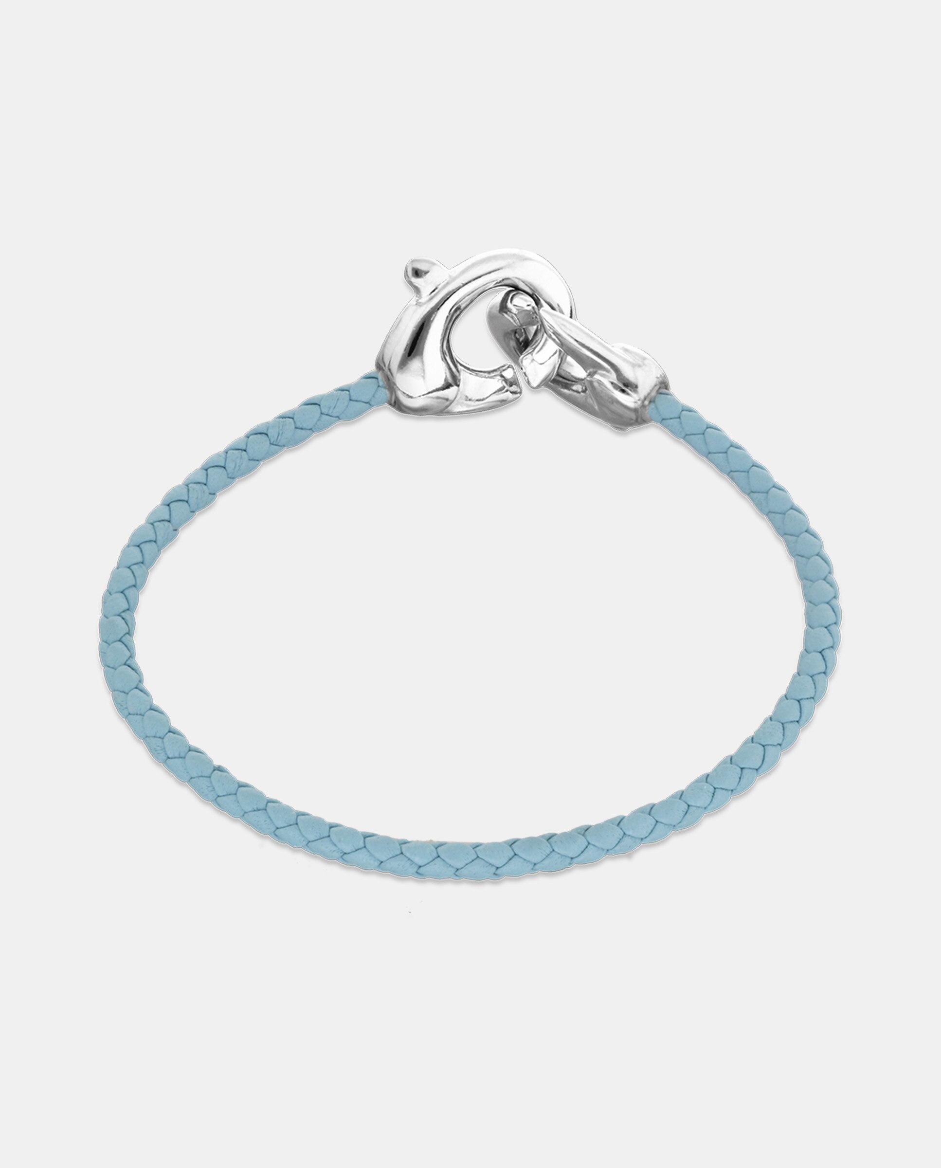 Pulseira de Couro com Detalhe de Mosquetão Entrançado Banhado em Prata de Lei Prata-3