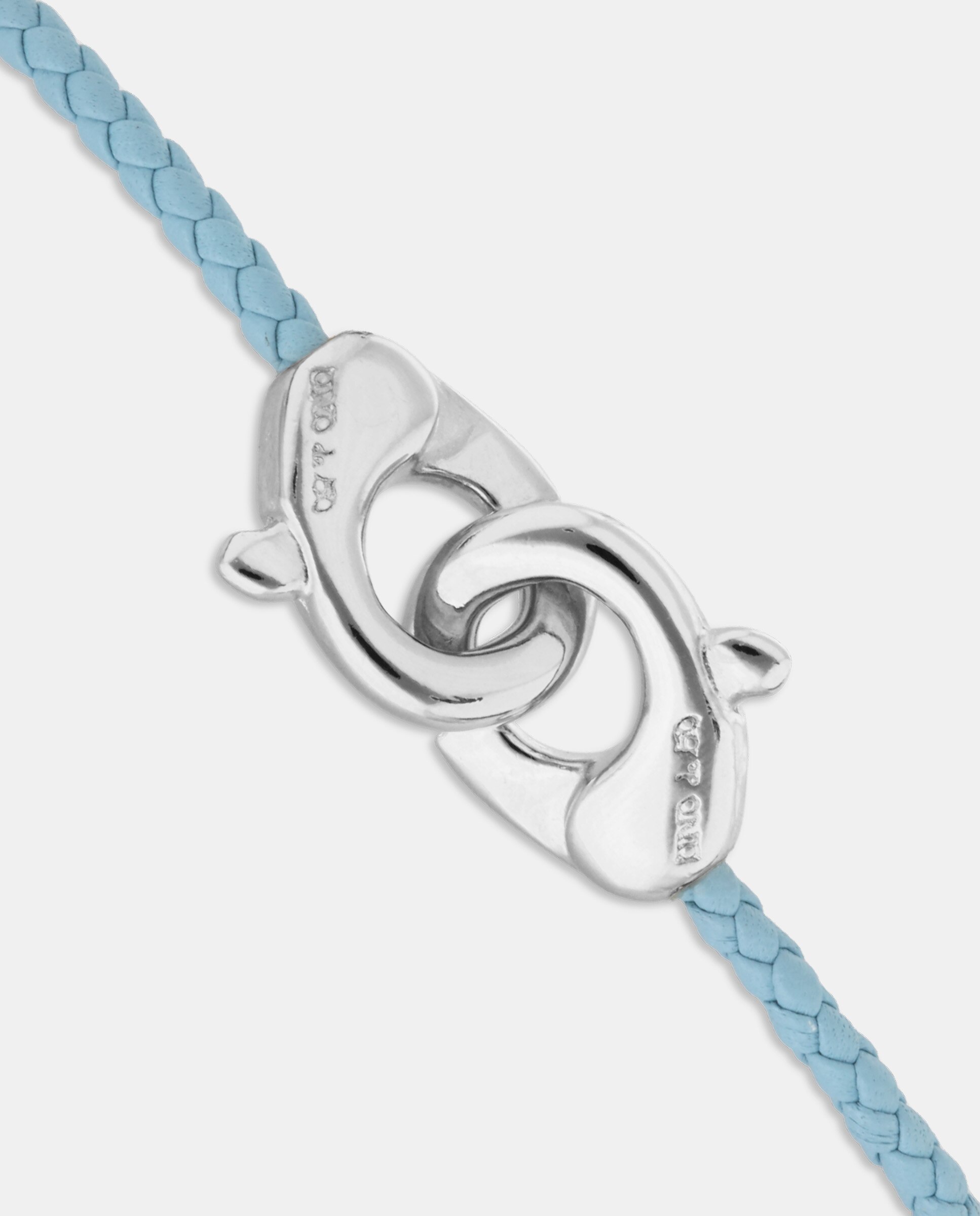Pulseira de Couro com Detalhe de Mosquetão Entrançado Banhado em Prata de Lei Prata-4