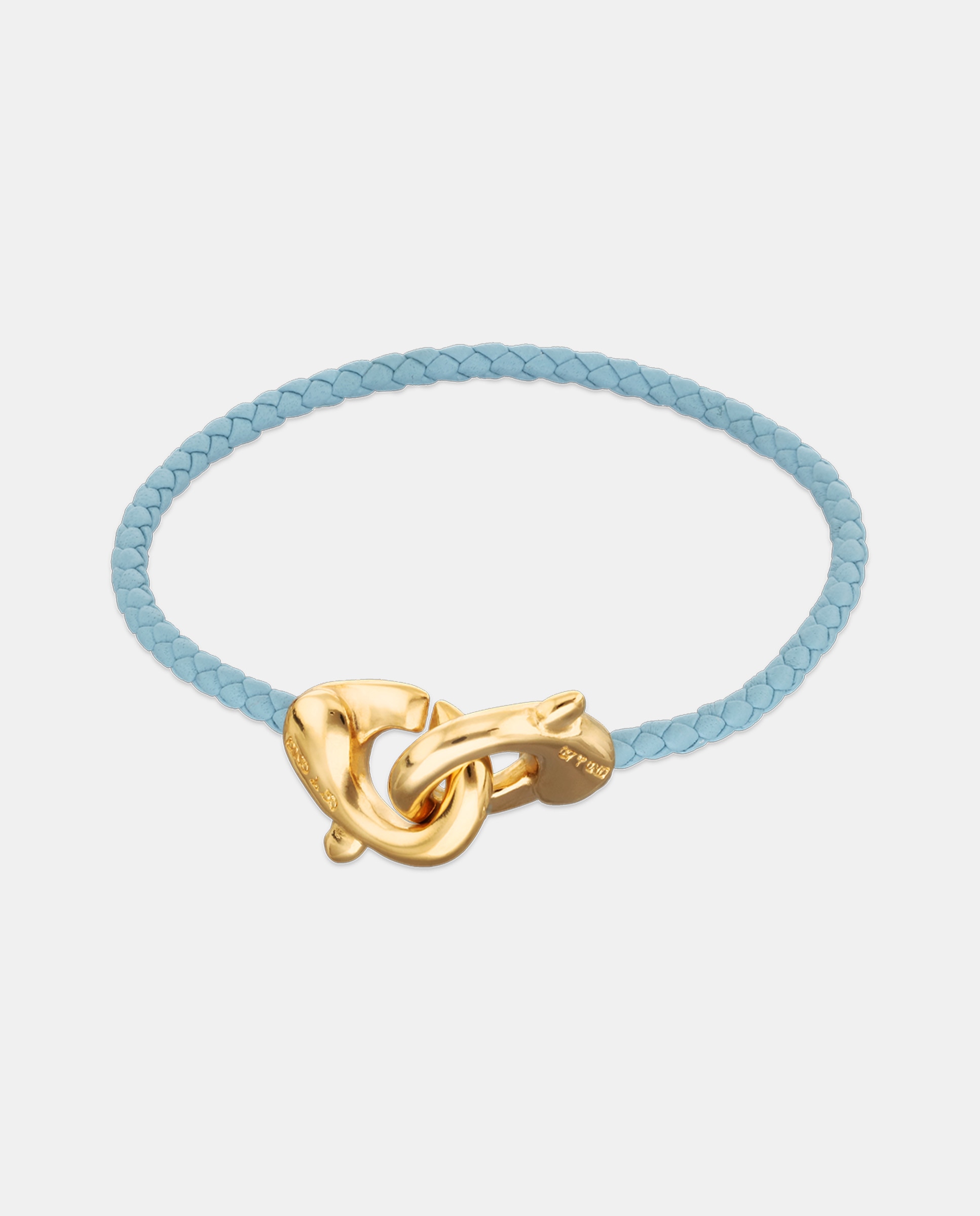 Pulseira de Couro com Detalhe de Mosquetão Entrançado Banhado a Ouro 18k Ouro-1