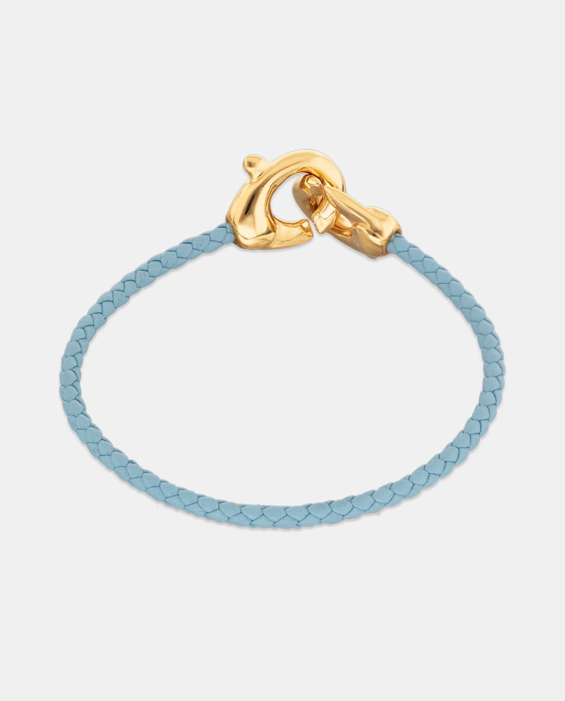Pulseira de Couro com Detalhe de Mosquetão Entrançado Banhado a Ouro 18k Ouro-3
