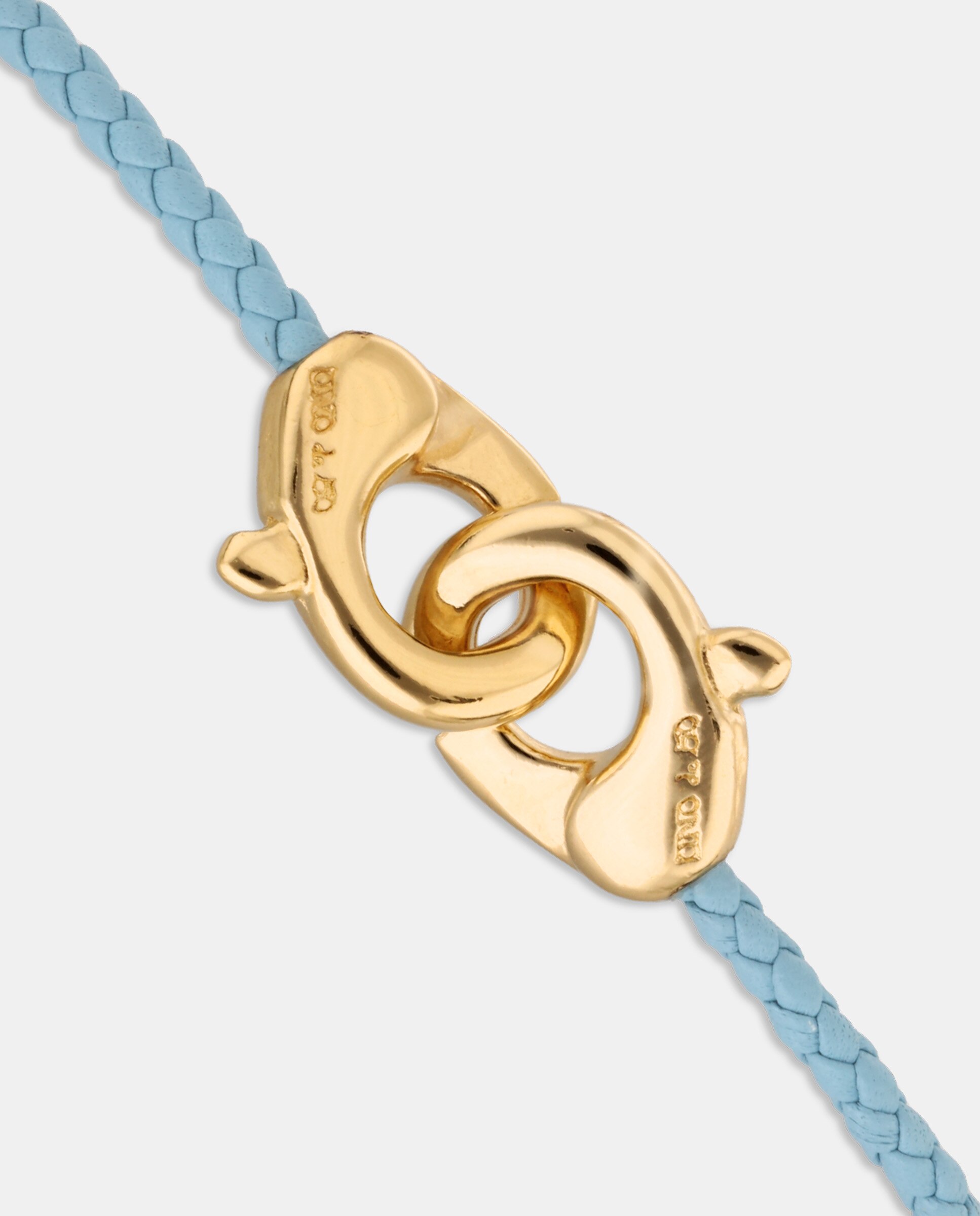 Pulseira de Couro com Detalhe de Mosquetão Entrançado Banhado a Ouro 18k Ouro-4