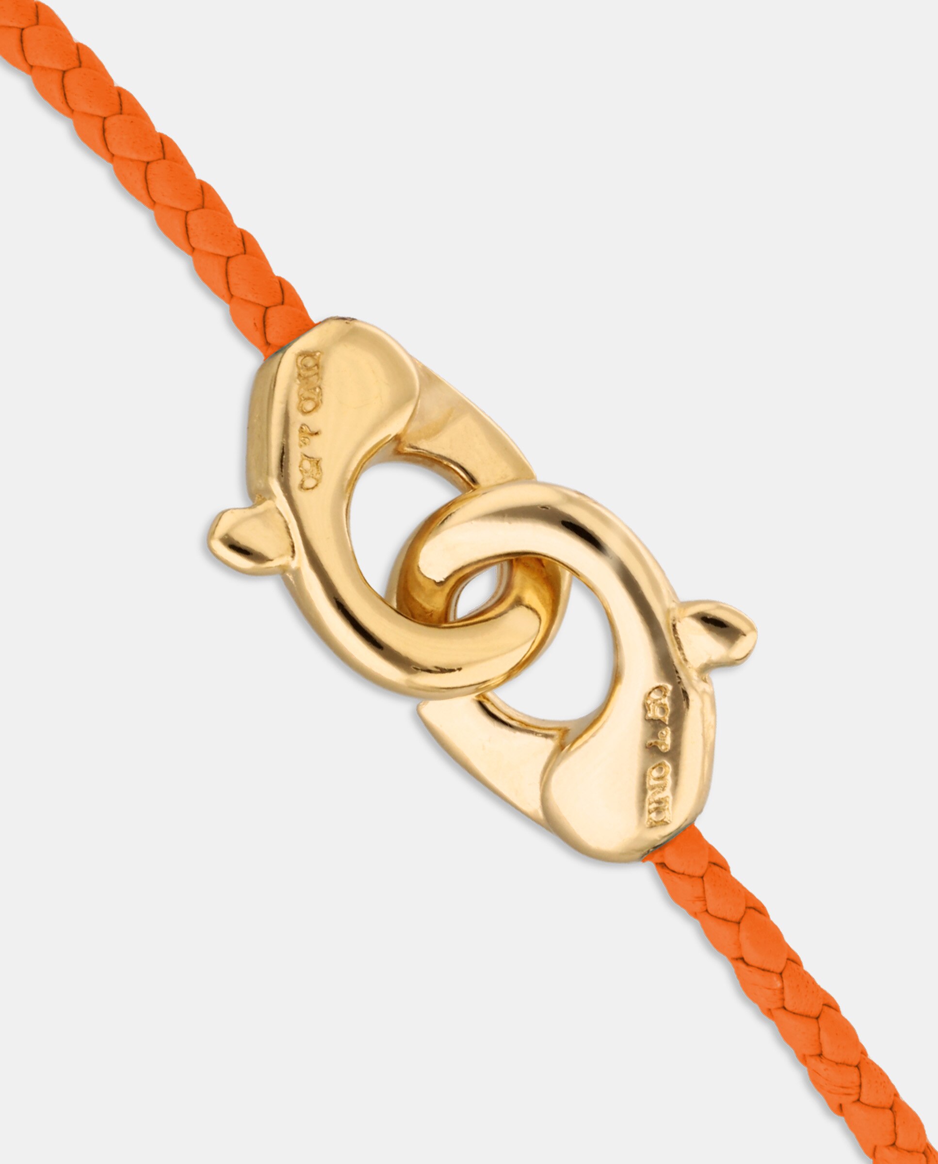 Pulseira de Couro com Detalhe de Mosquetão Entrançado Banhado a Ouro 18k Ouro-4