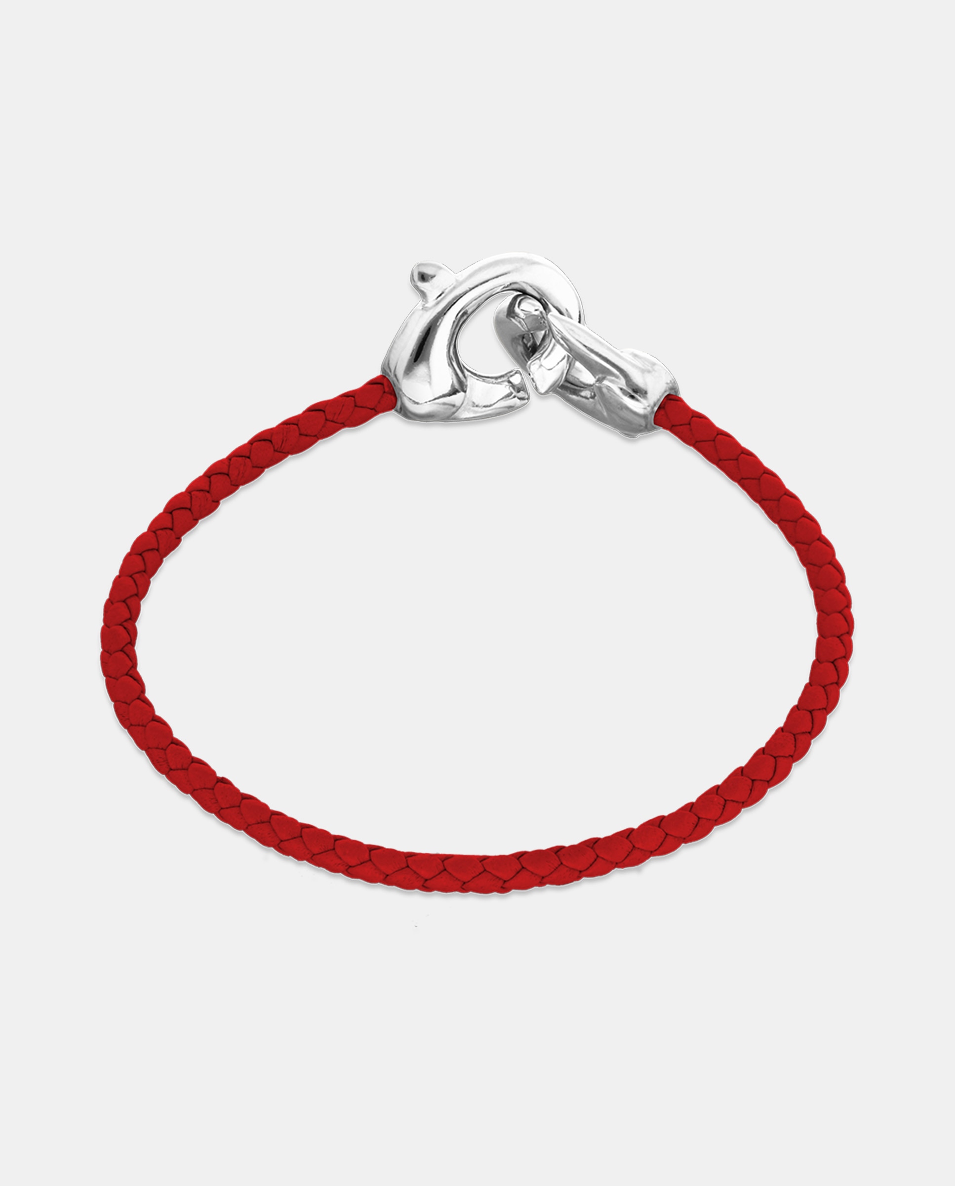 Pulseira de Couro com Detalhe de Mosquetão Entrançado Banhado em Prata de Lei Prata-3