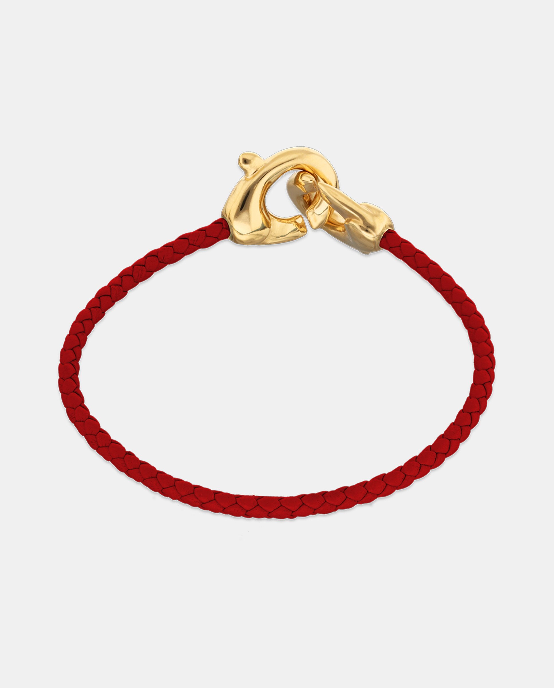 Pulseira de Couro com Detalhe de Mosquetão Entrançado Banhado a Ouro 18k Ouro-3