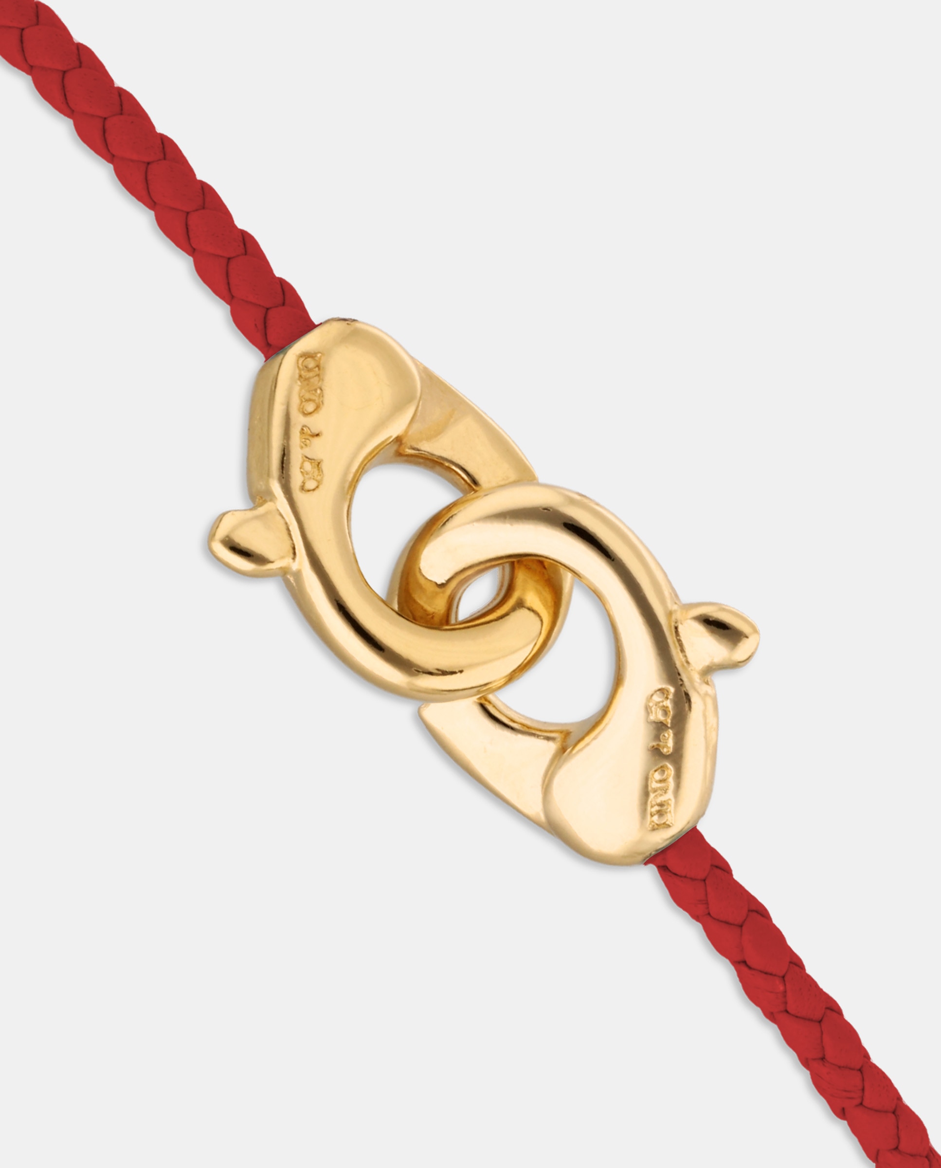 Pulseira de Couro com Detalhe de Mosquetão Entrançado Banhado a Ouro 18k Ouro-4