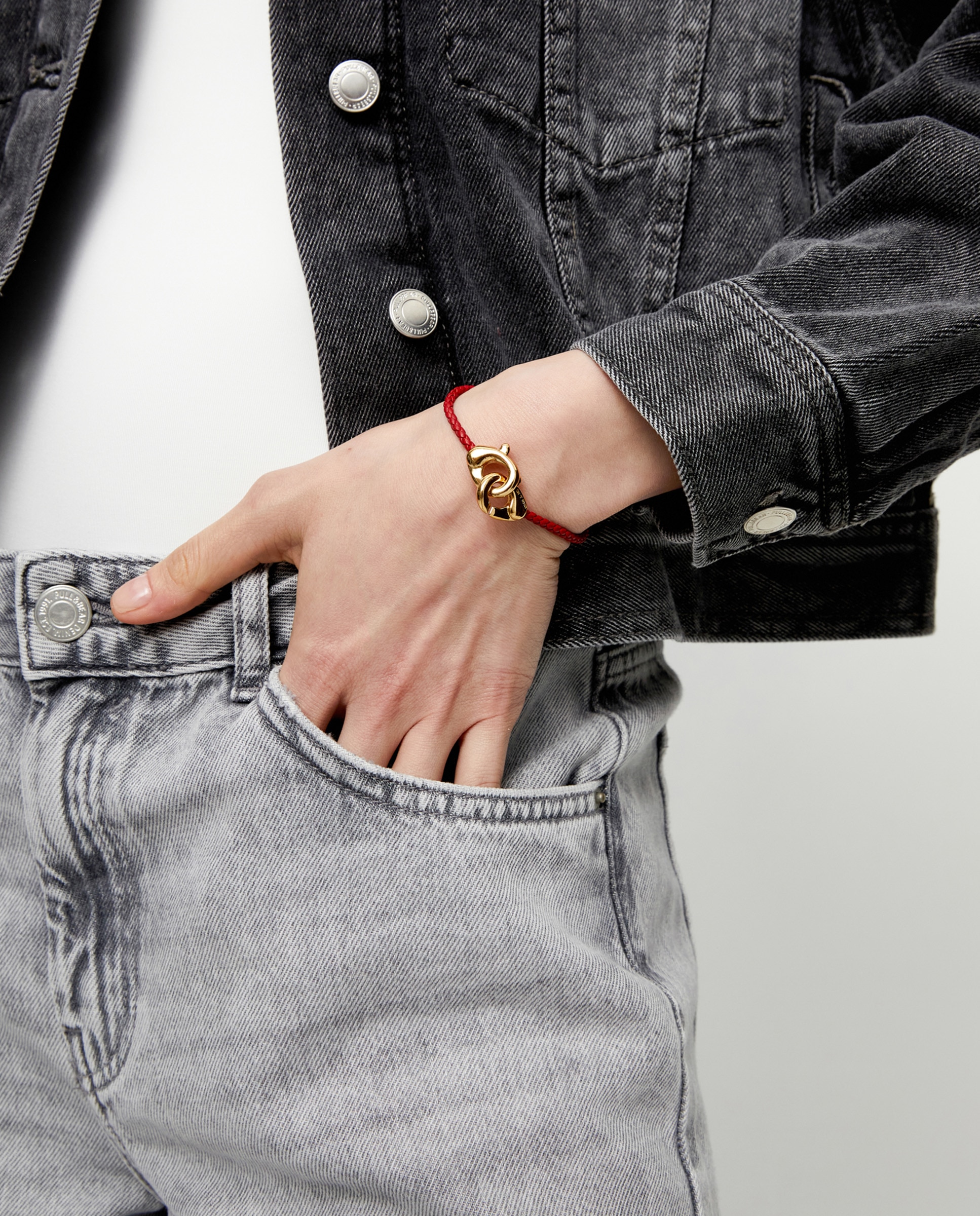 Pulseira de Couro com Detalhe de Mosquetão Entrançado Banhado a Ouro 18k Ouro-5