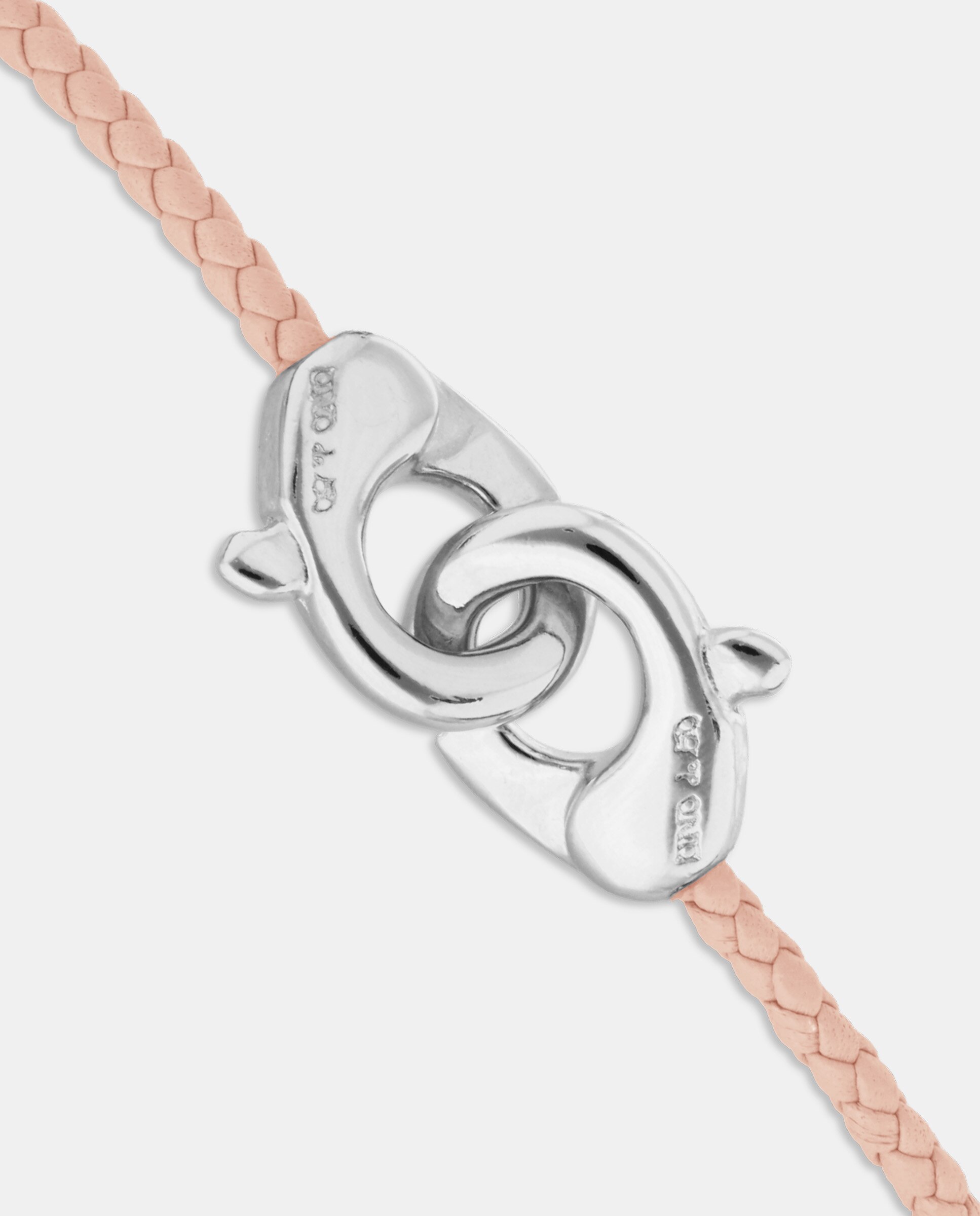 Pulseira de Couro com Detalhe de Mosquetão Entrançado Banhado em Prata de Lei Prata-4