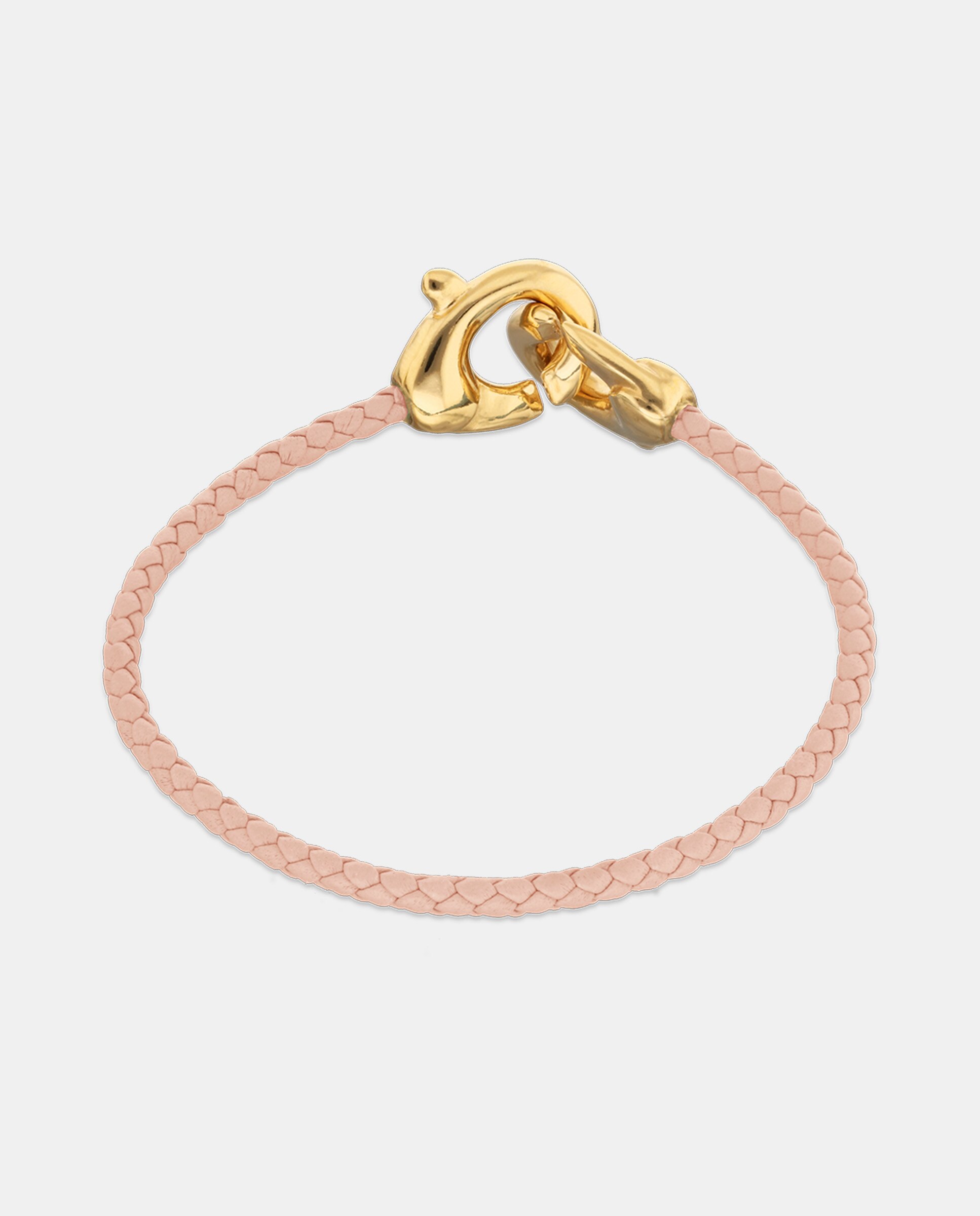 Pulseira de Couro com Detalhe de Mosquetão Entrançado Banhado a Ouro 18k Ouro-3