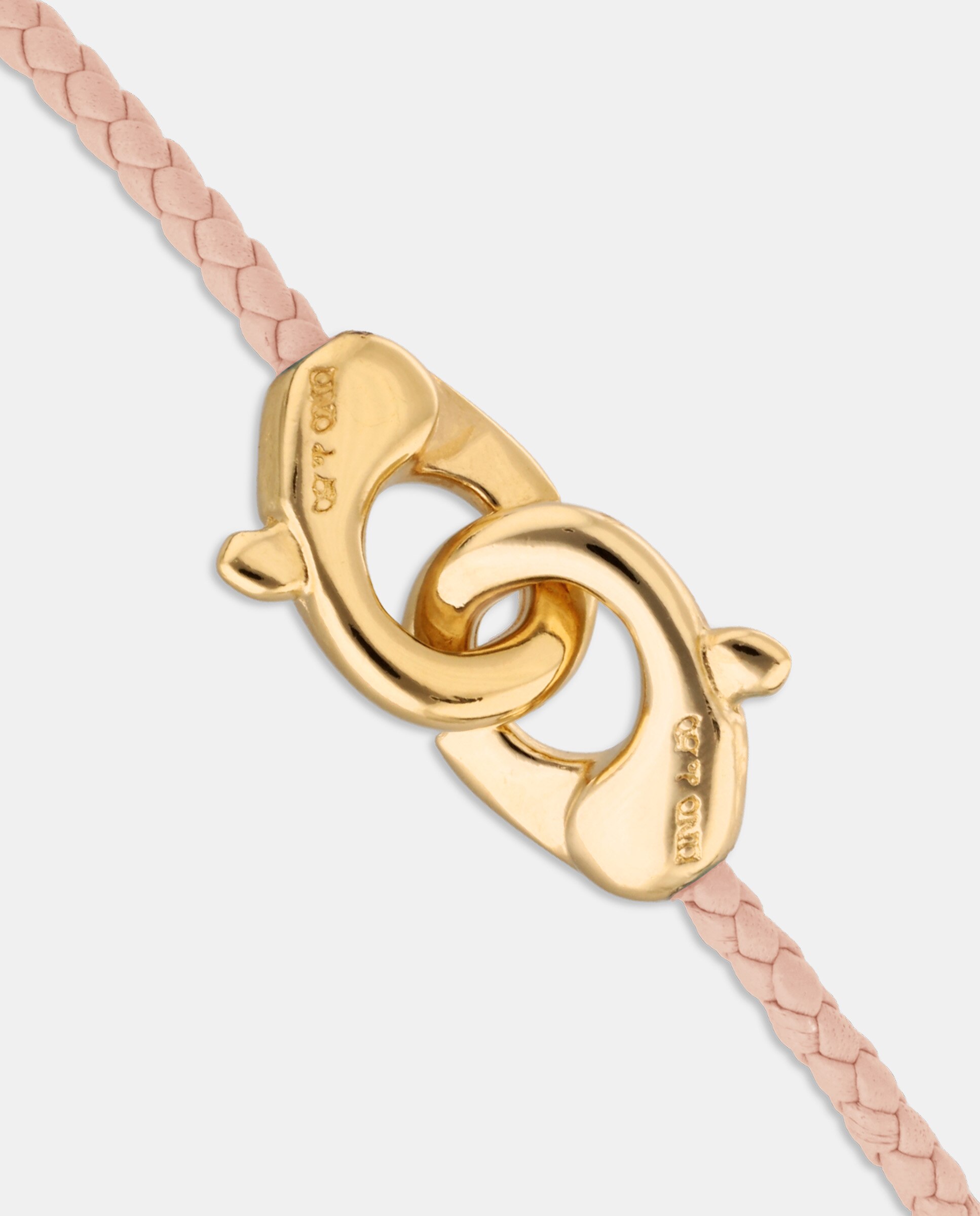 Pulseira de Couro com Detalhe de Mosquetão Entrançado Banhado a Ouro 18k Ouro-4